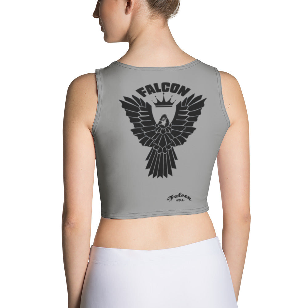 Crop Top Women's Athletic- Black Falcon Logo on Gray