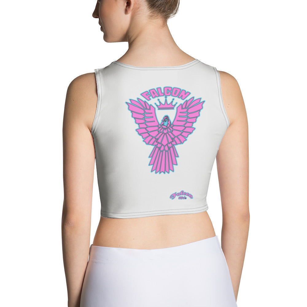 Crop Top Women's Athletic- Pink Falcon Logo on White