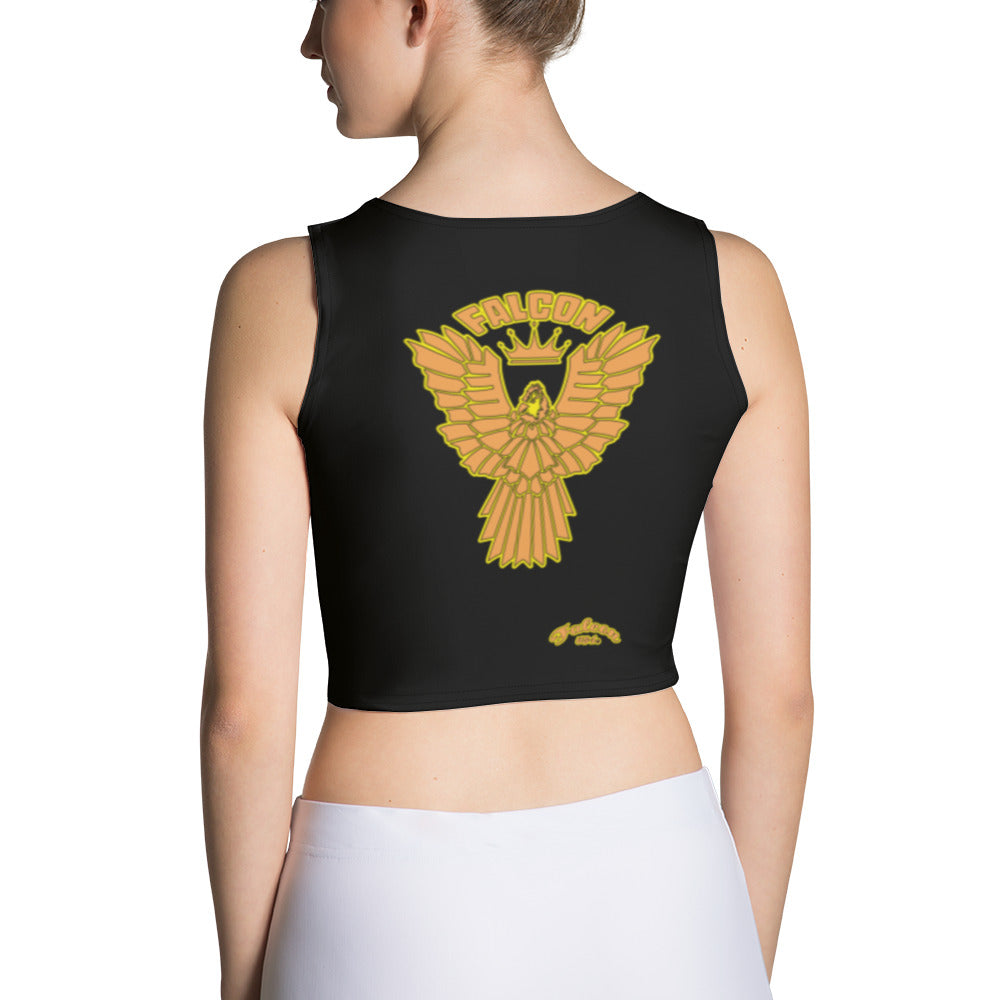 Crop Top Women's Athletic- Gold Falcon Logo on Black