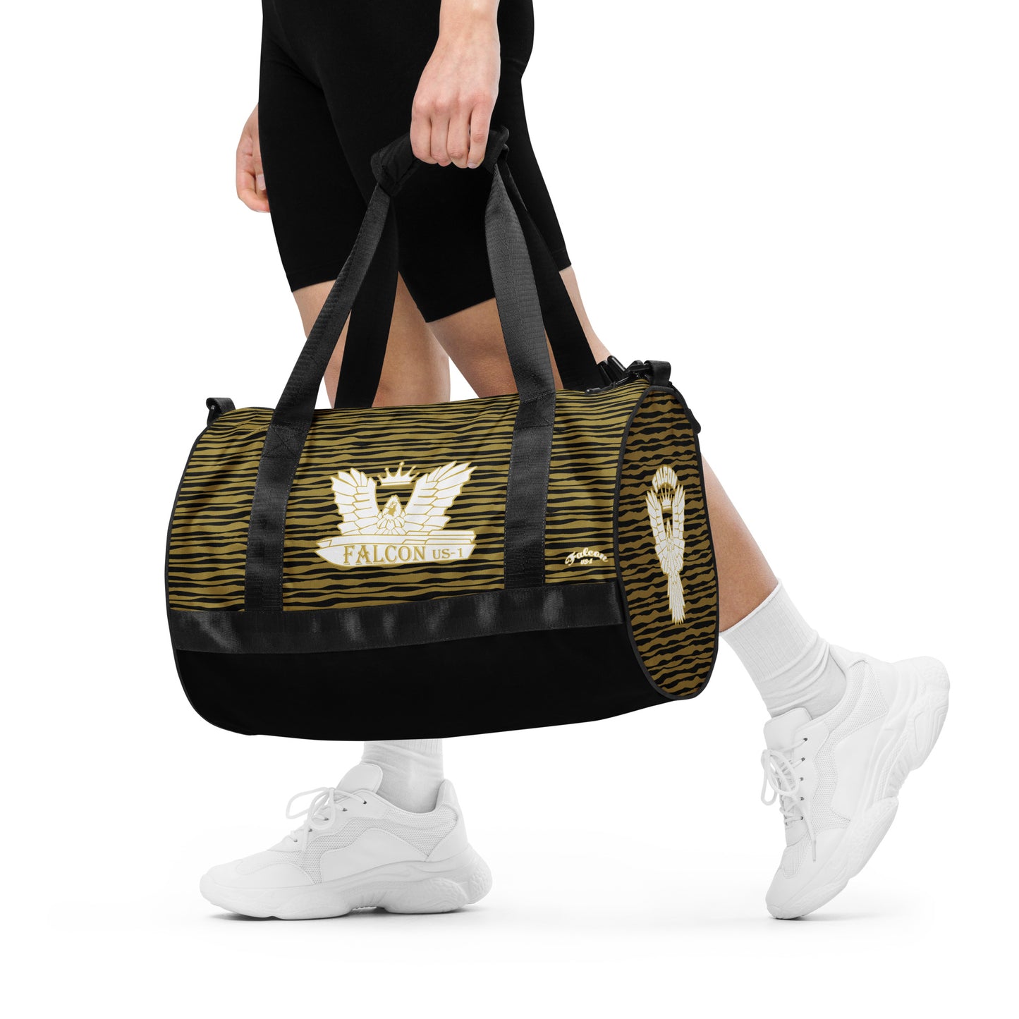 gym bag- White\Gold Falcon Logo-Black\Gold bag