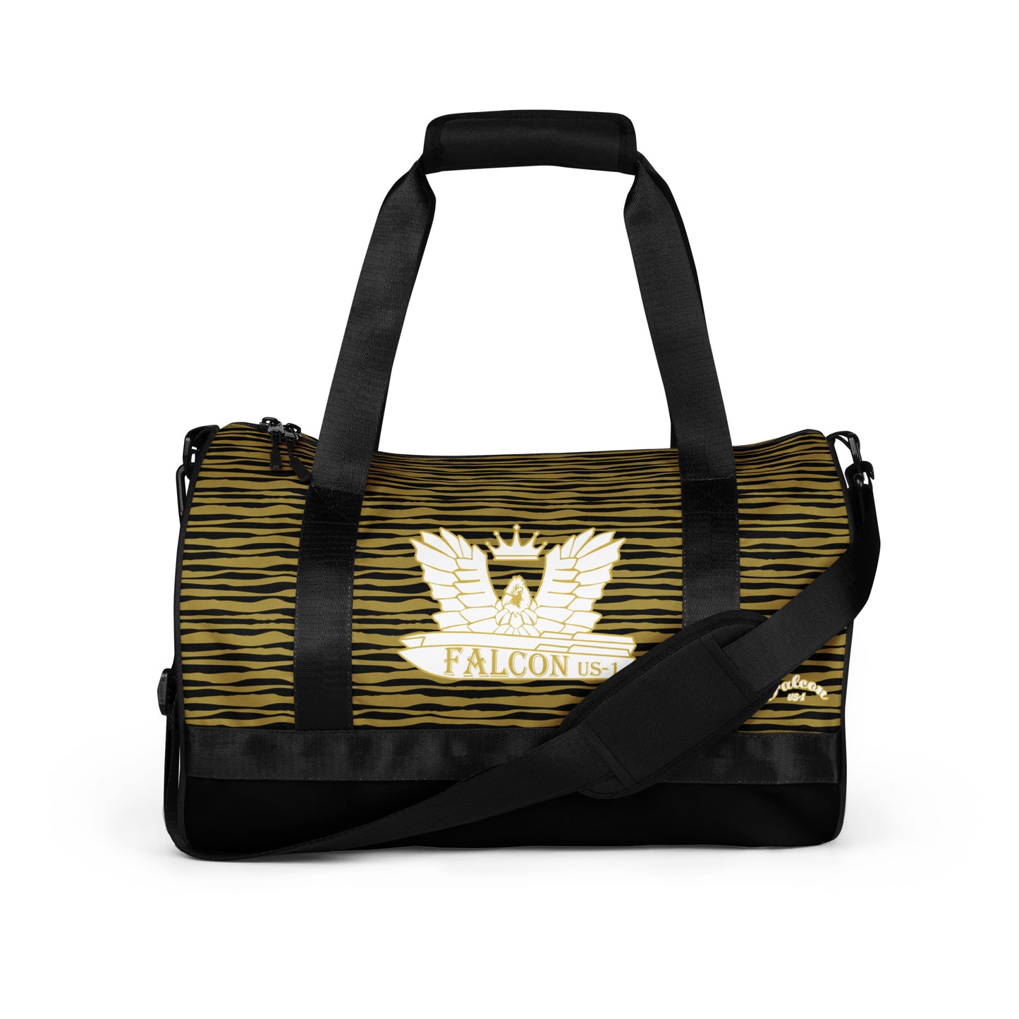 gym bag- White\Gold Falcon Logo-Black\Gold bag