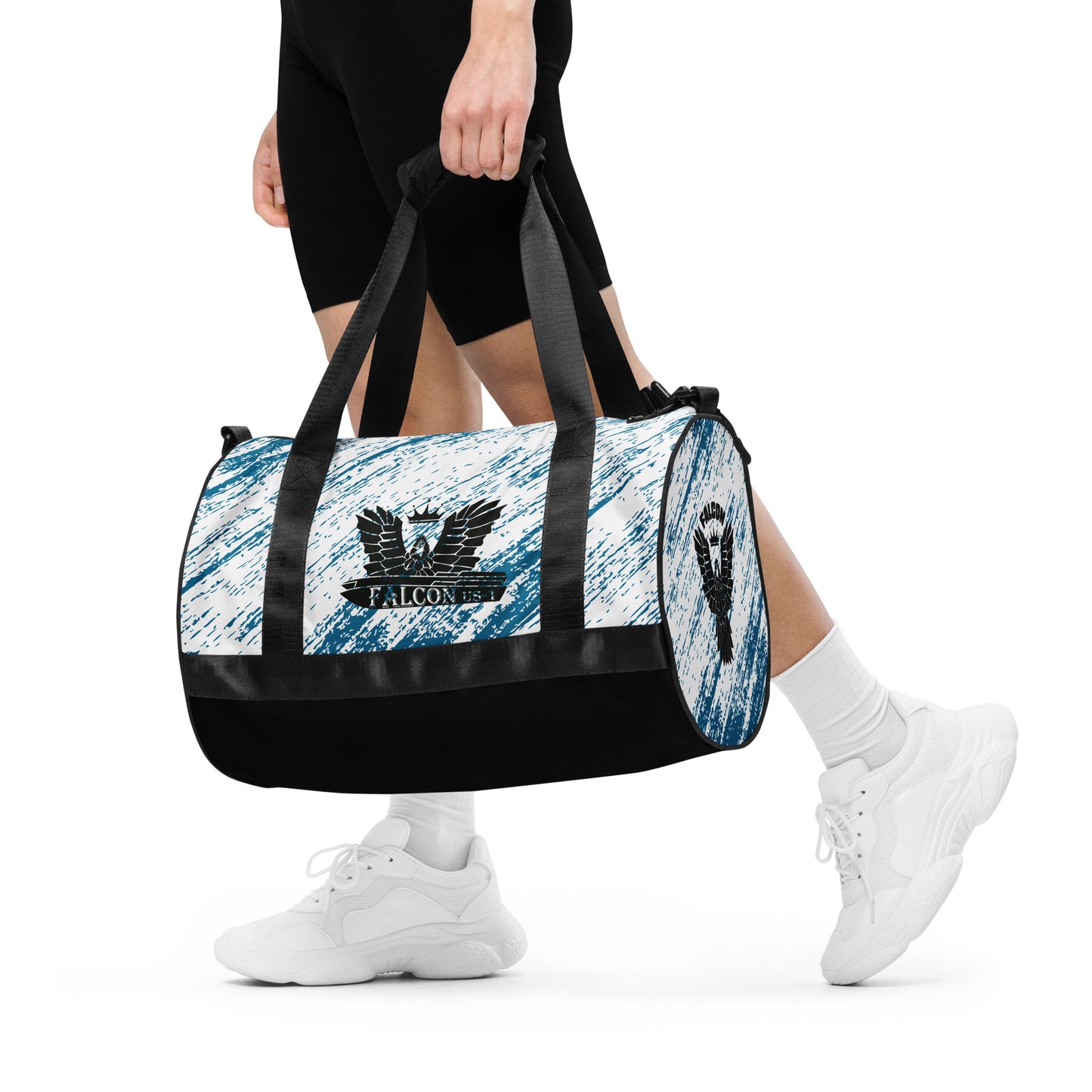 gym bag- Black Falcon Logo- Blue\White bag