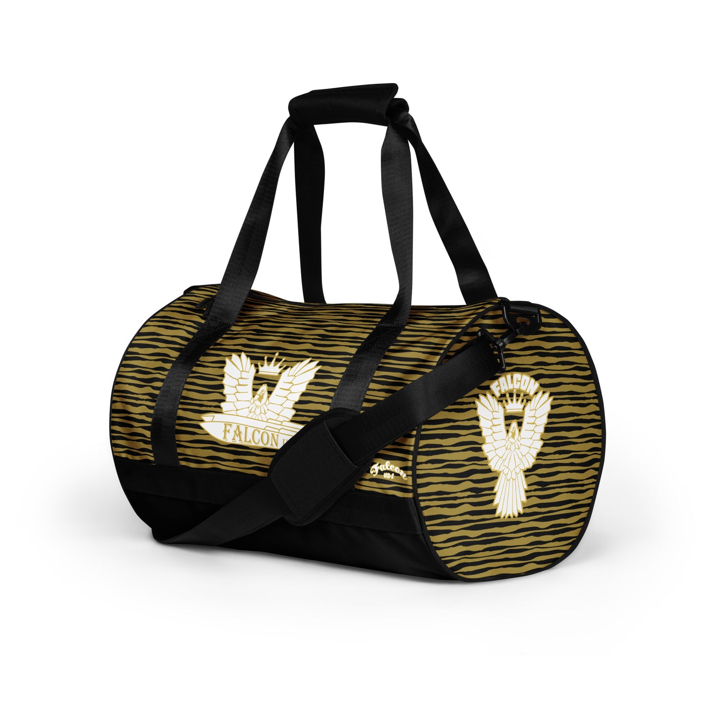 gym bag- White\Gold Falcon Logo-Black\Gold bag
