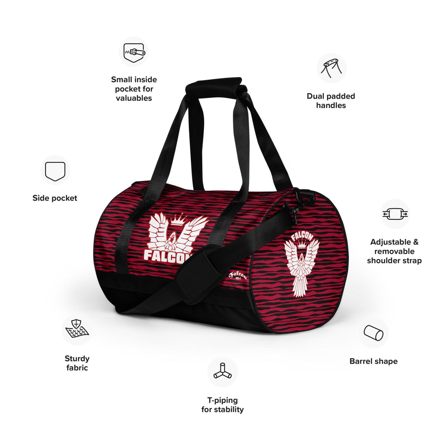 gym bag- White\Red Falcon Logo-Black\Red bag