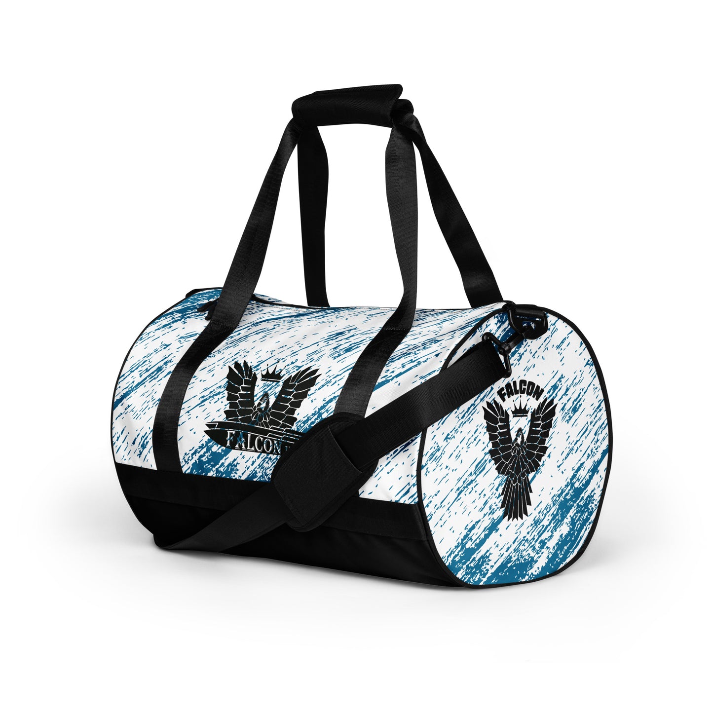 gym bag- Black Falcon Logo- Blue\White bag