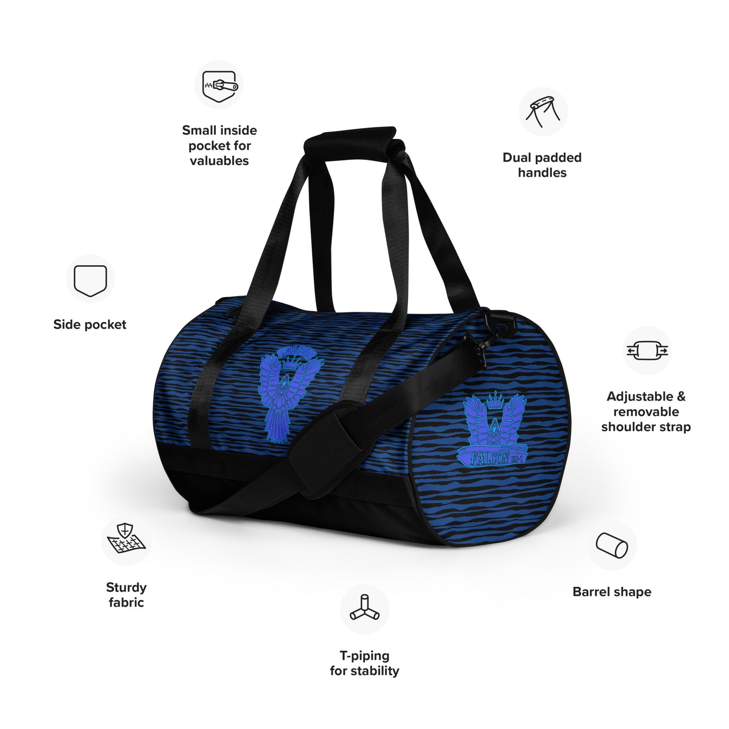 gym bag- Blue Falcon Logo- Blue\Black bag