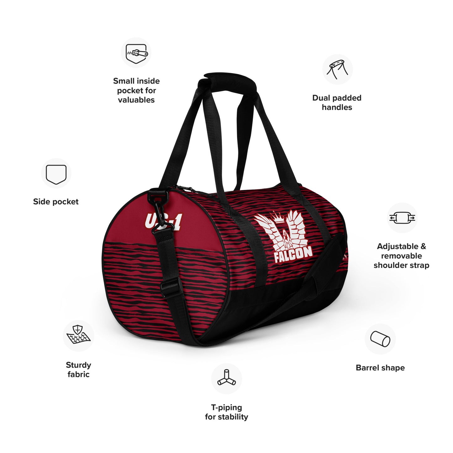 gym bag- White\Red Falcon Logo-Black\Red bag