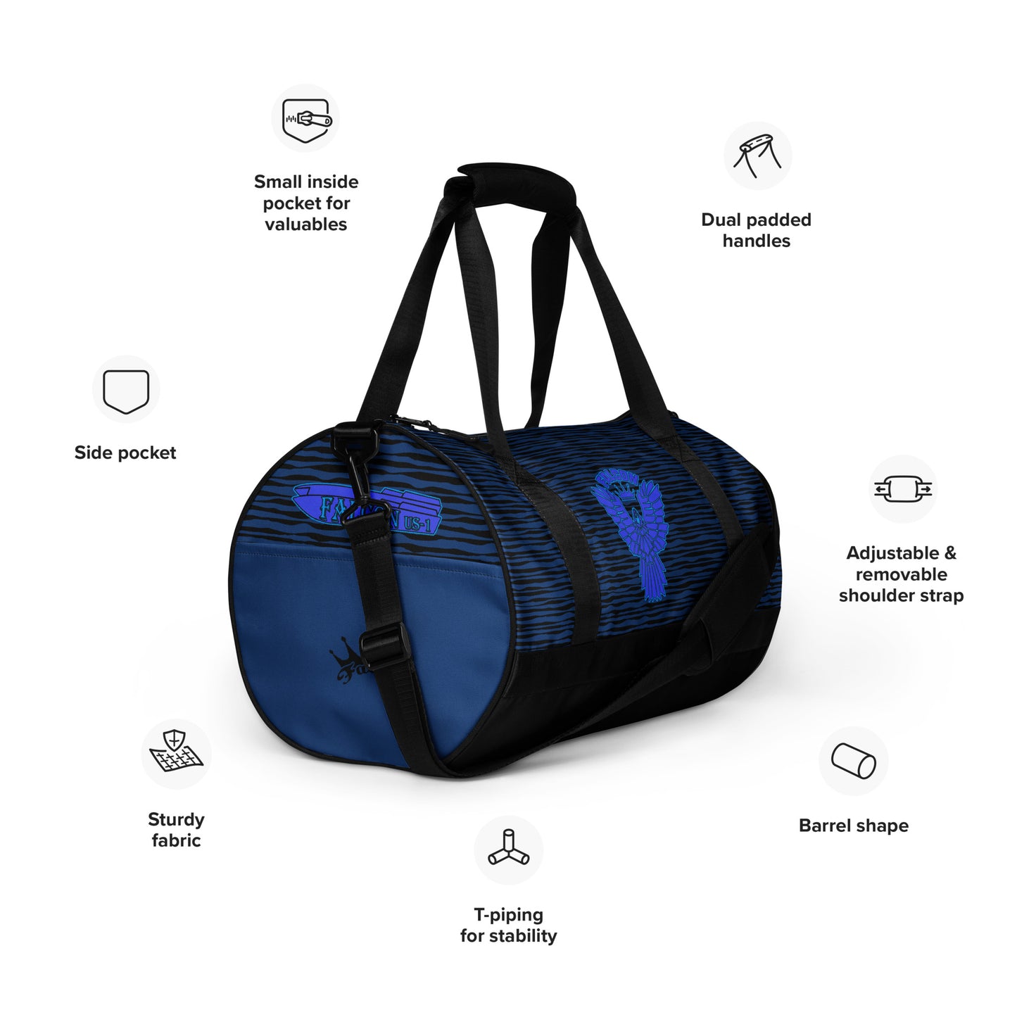 gym bag- Blue Falcon Logo- Blue\Black bag