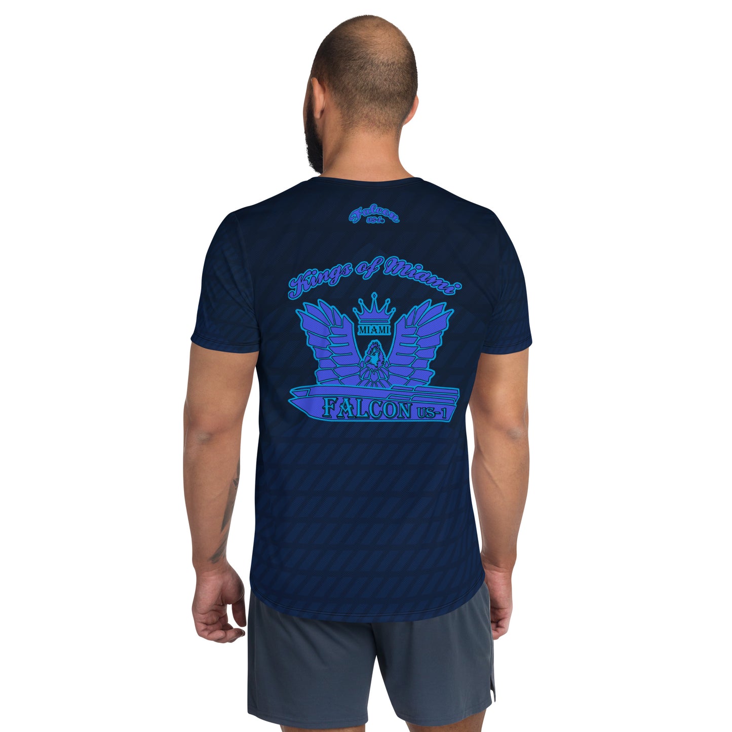 Men's Athletic T-shirt - FALCON US-1 White Logo - Blue