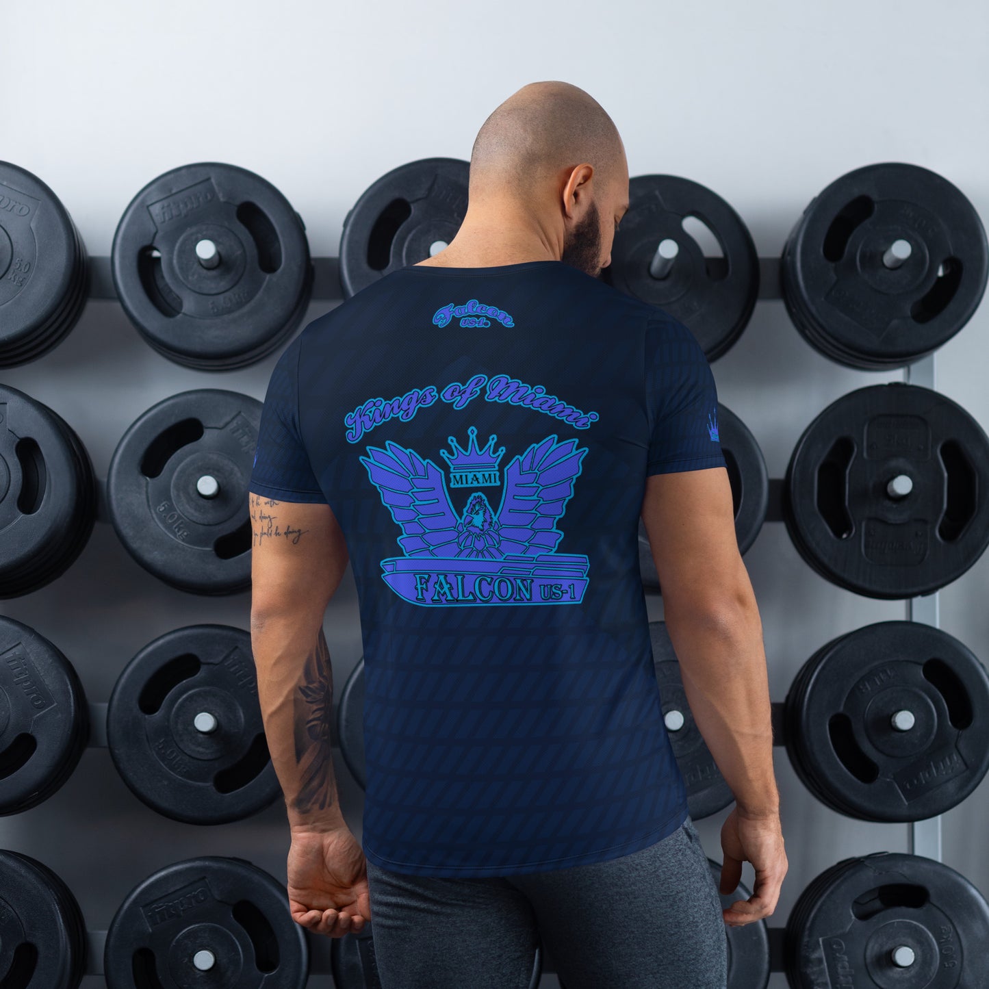 Men's Athletic T-shirt - FALCON US-1 White Logo - Blue