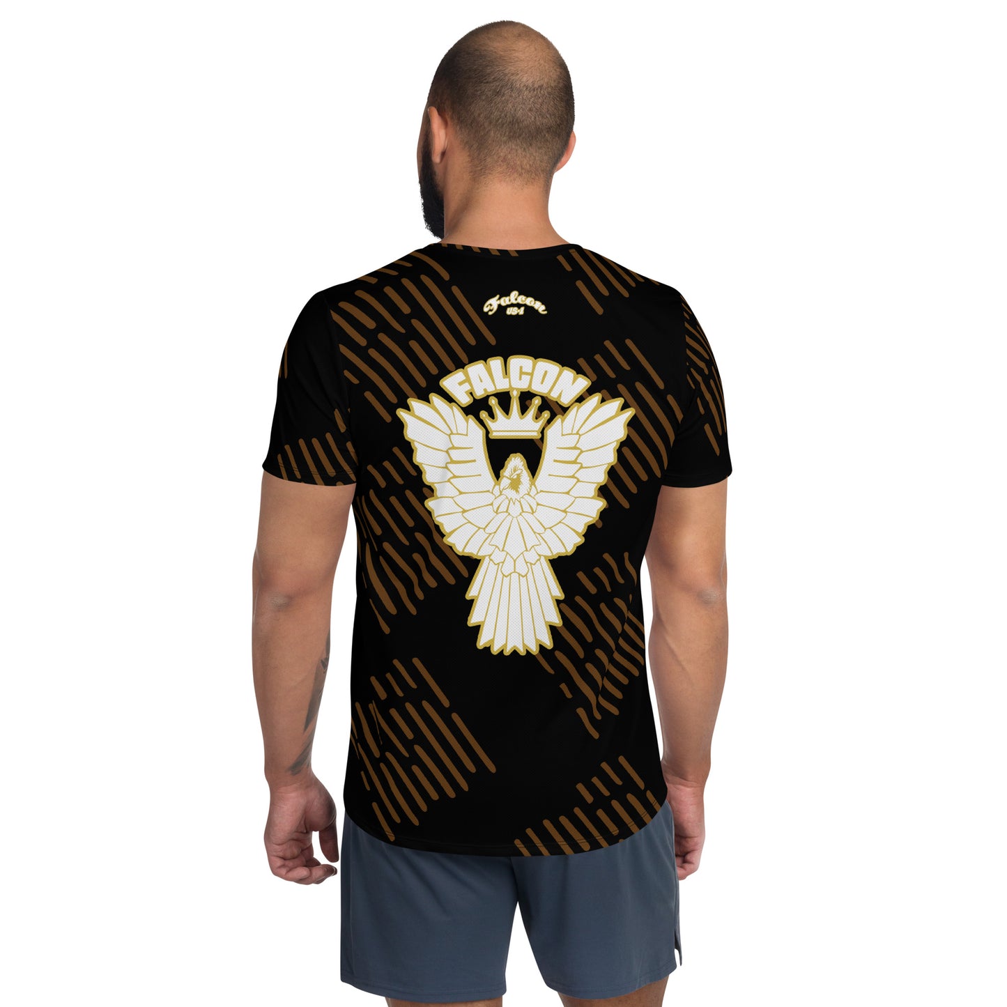 Men's Athletic T-shirt - FALCON US-1 White\Gold Logo - Kings of Miami Edition