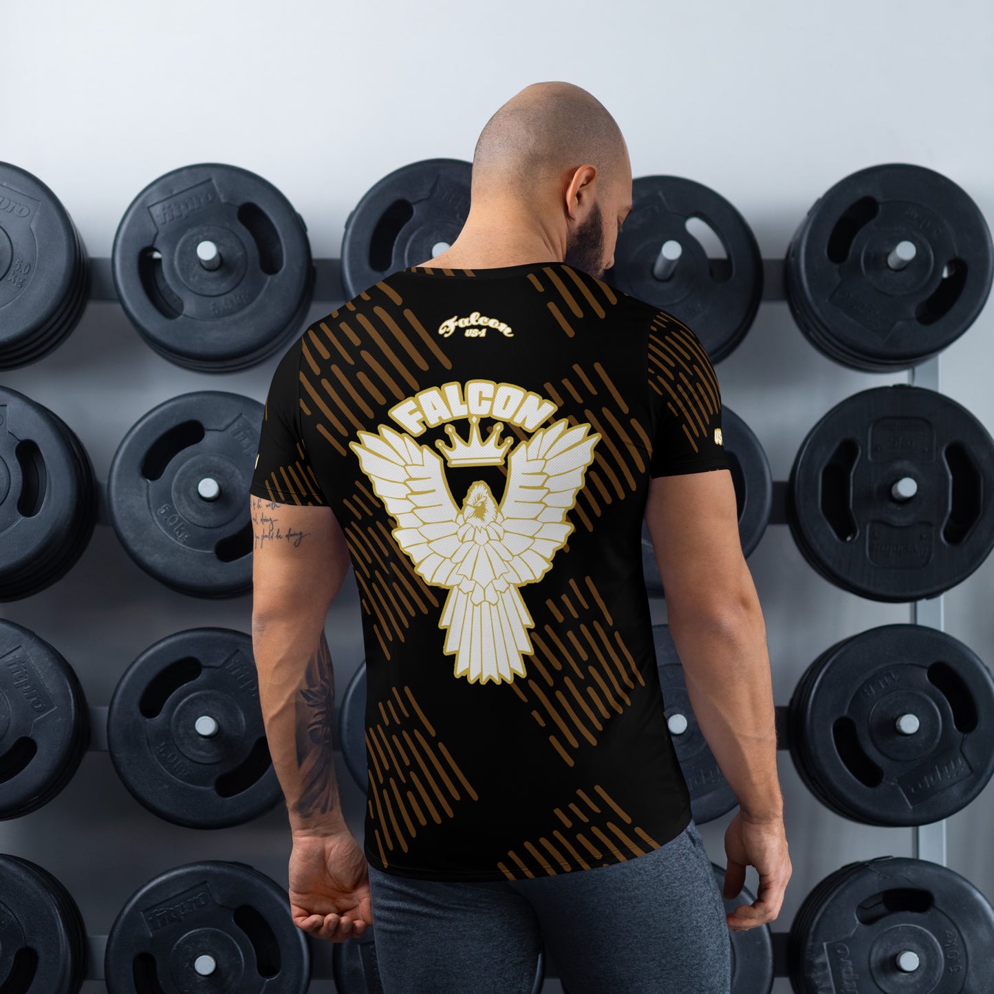 Men's Athletic T-shirt - FALCON US-1 White\Gold Logo - Kings of Miami Edition