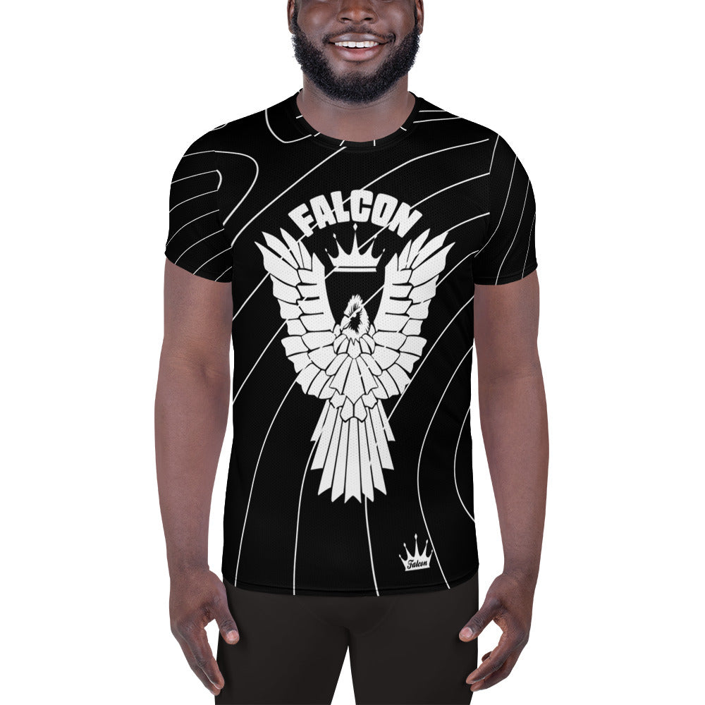 Men's Athletic T-shirt - FALCON US-1 White Logo - Black/White