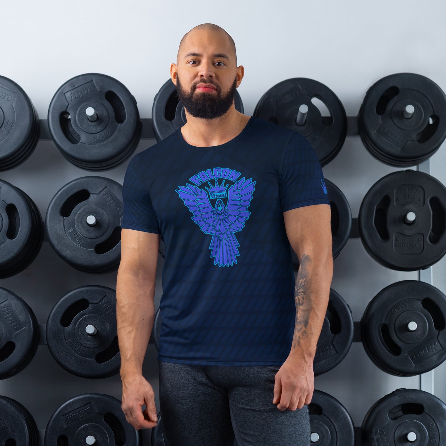 Men's Athletic T-shirt - FALCON US-1 White Logo - Blue