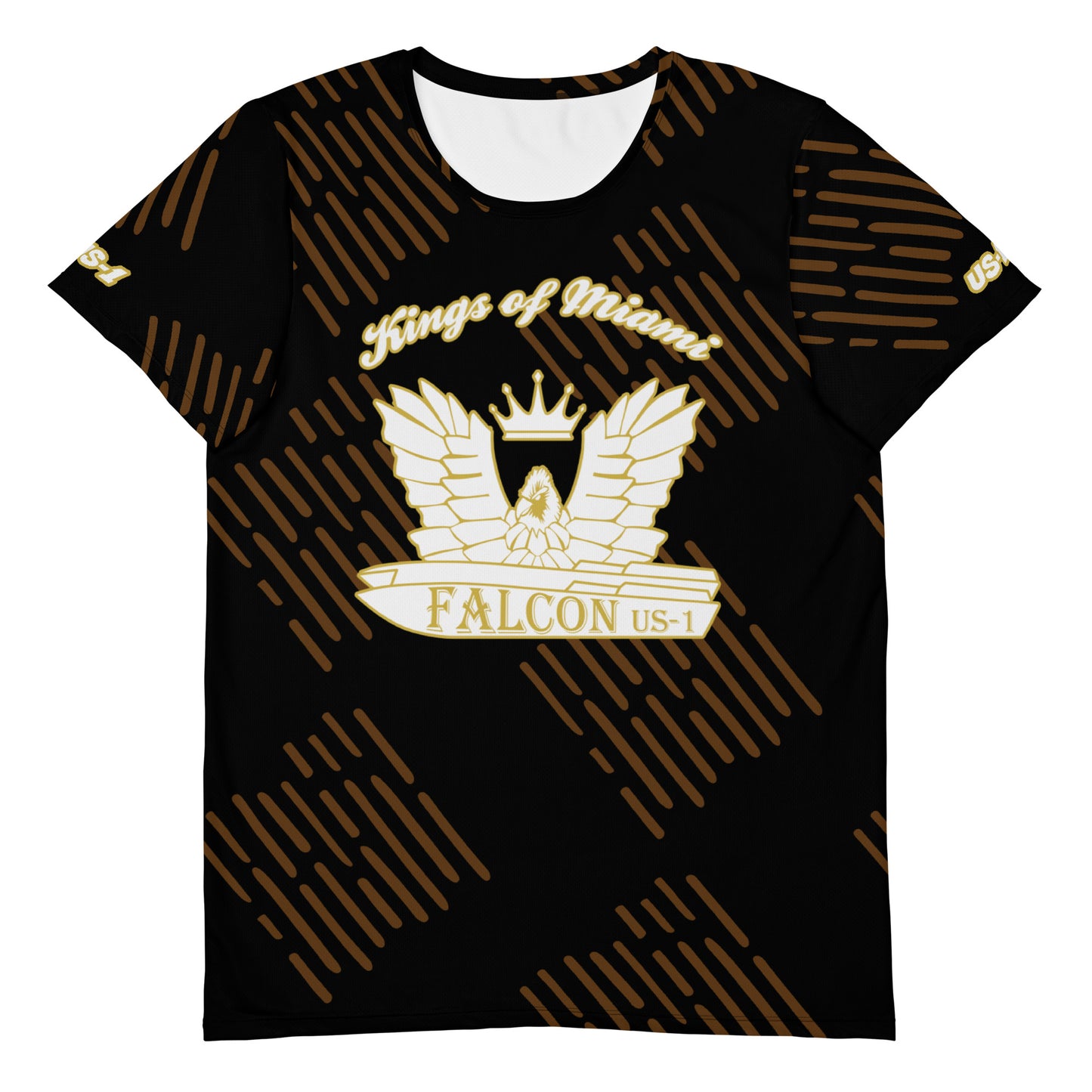 Men's Athletic T-shirt - FALCON US-1 White\Gold Logo - Kings of Miami Edition