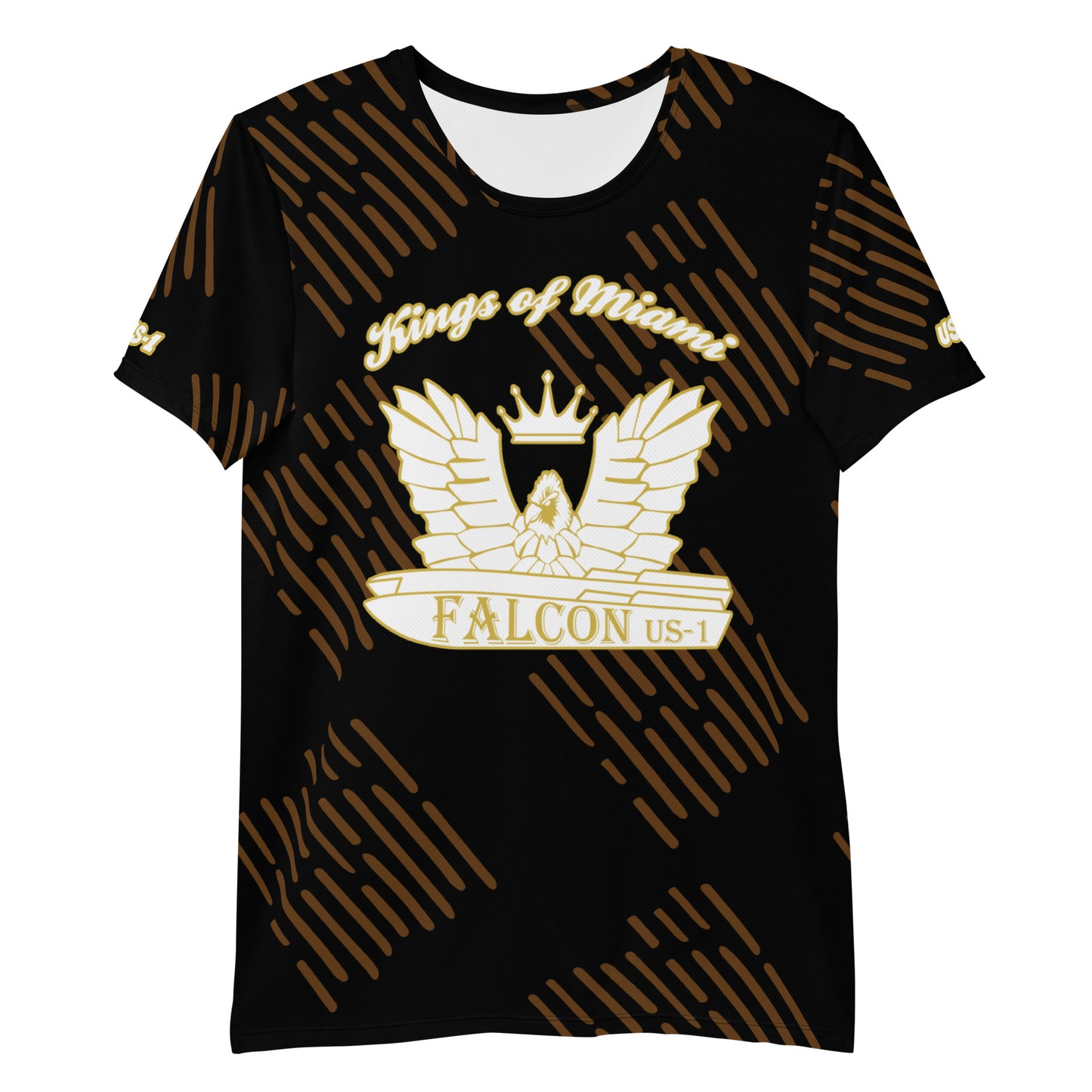 Men's Athletic T-shirt - FALCON US-1 White\Gold Logo - Kings of Miami Edition