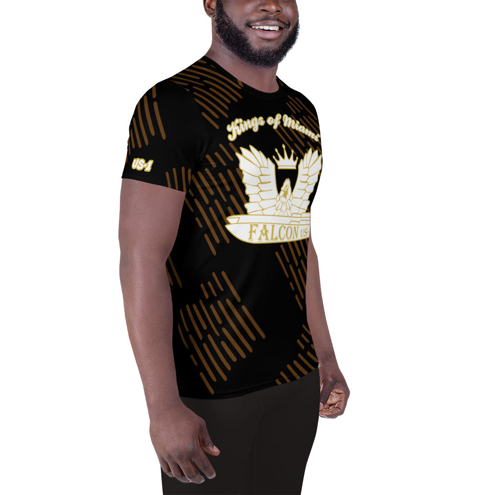 Men's Athletic T-shirt - FALCON US-1 White\Gold Logo - Kings of Miami Edition