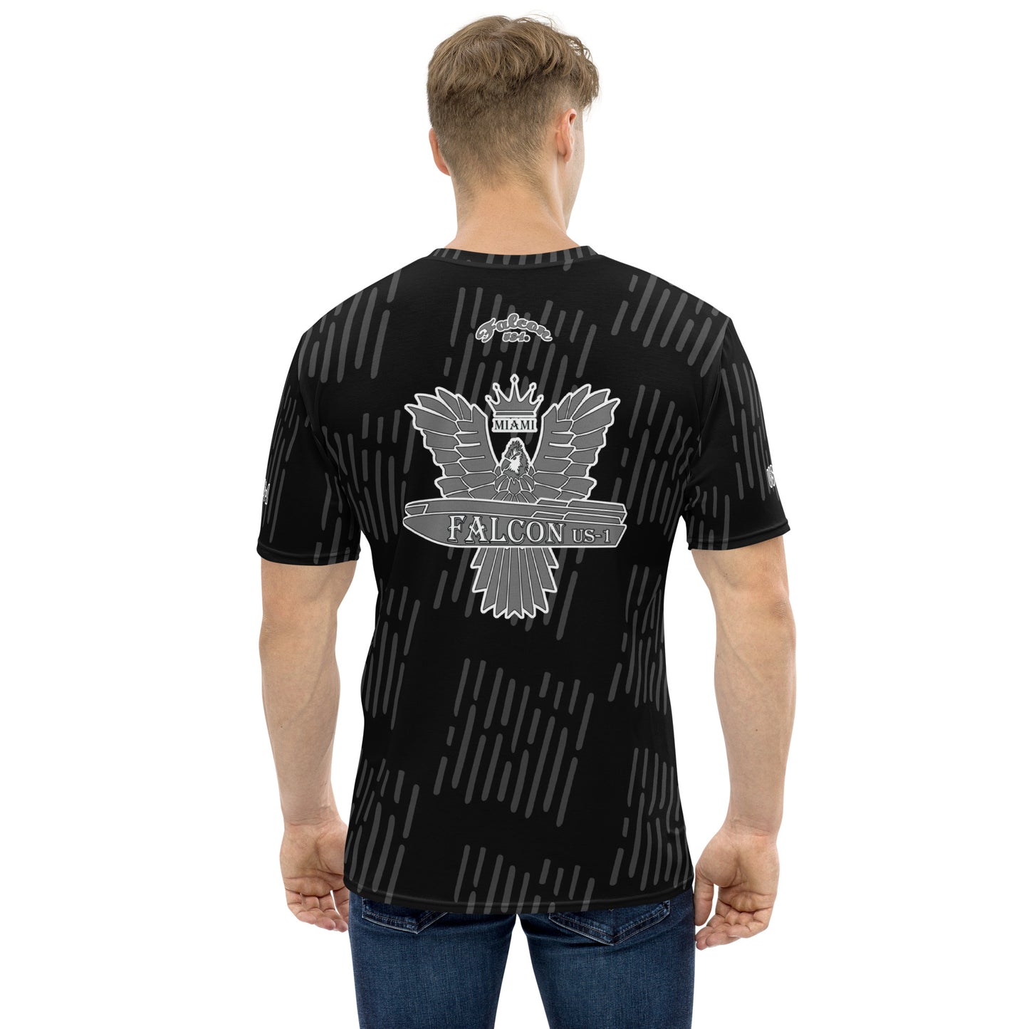 Men's t-shirt - Grey Falcon Logo (Premium knit mid-weight jersey, runs Long)