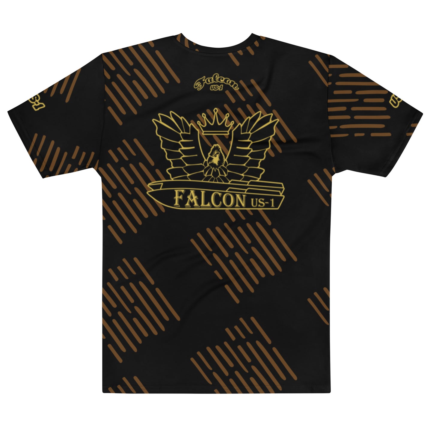 Men's t-shirt - Black\Gold Falcon Logo (Premium knit mid-weight jersey, runs Long)