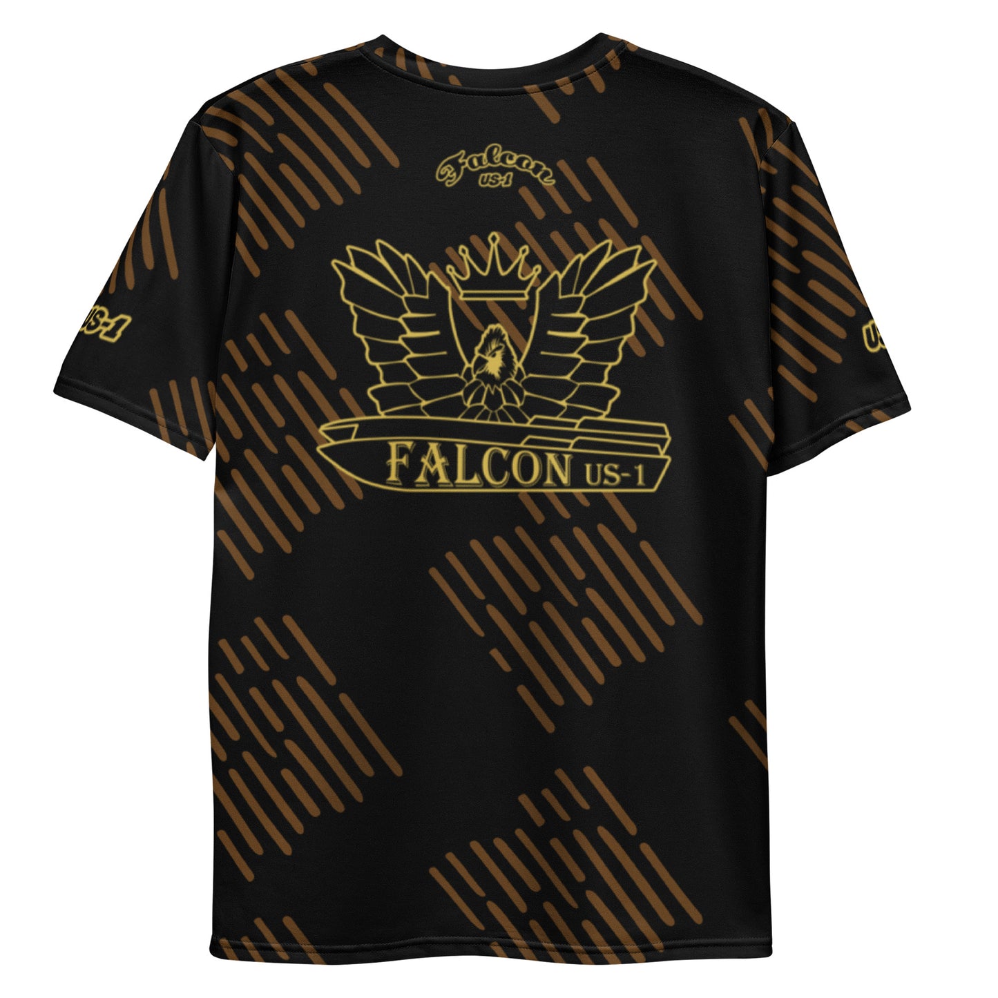 Men's t-shirt - Black\Gold Falcon Logo (Premium knit mid-weight jersey, runs Long)