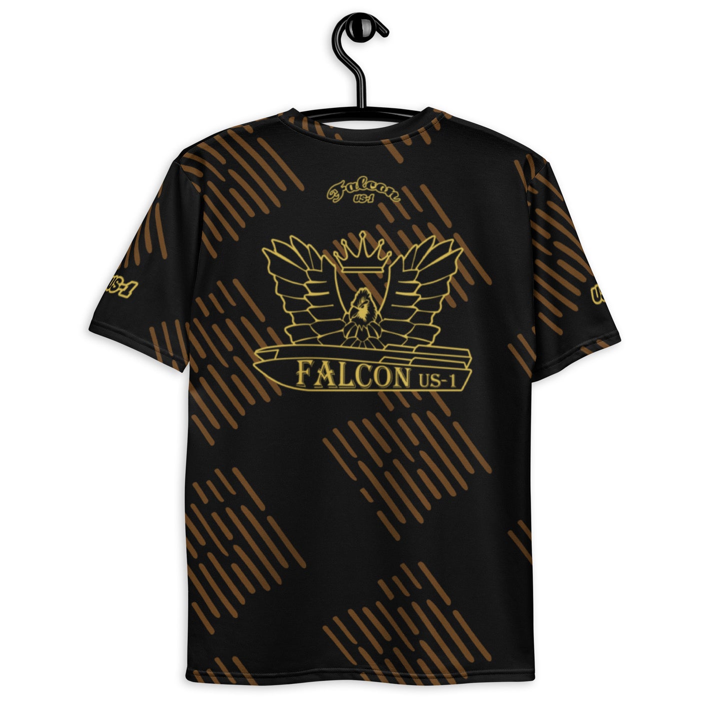 Men's t-shirt - Black\Gold Falcon Logo (Premium knit mid-weight jersey, runs Long)