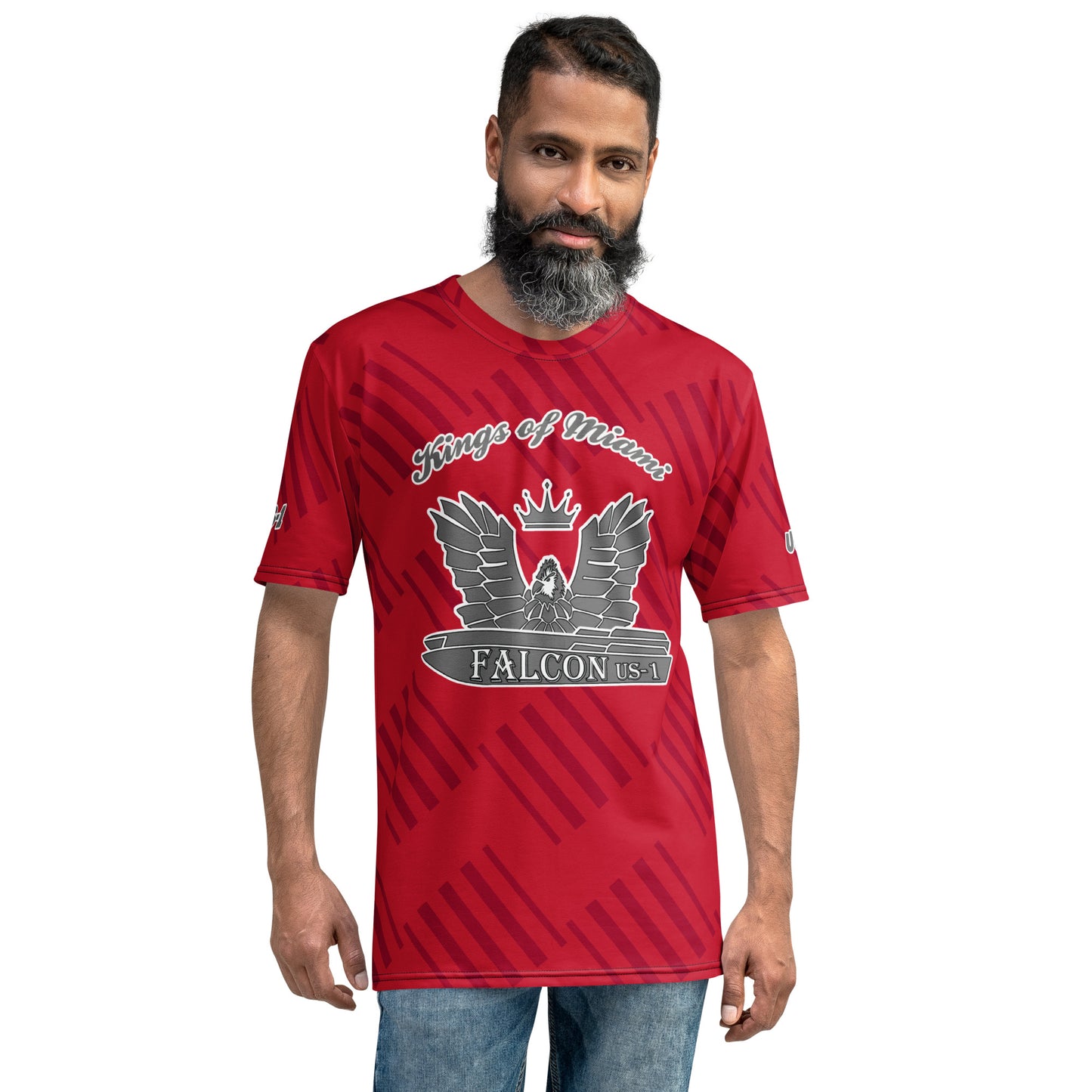 Men's t-shirt -Kings of Miami Grey Falcon Logo(Premium knit mid-weight jersey, runs Long)
