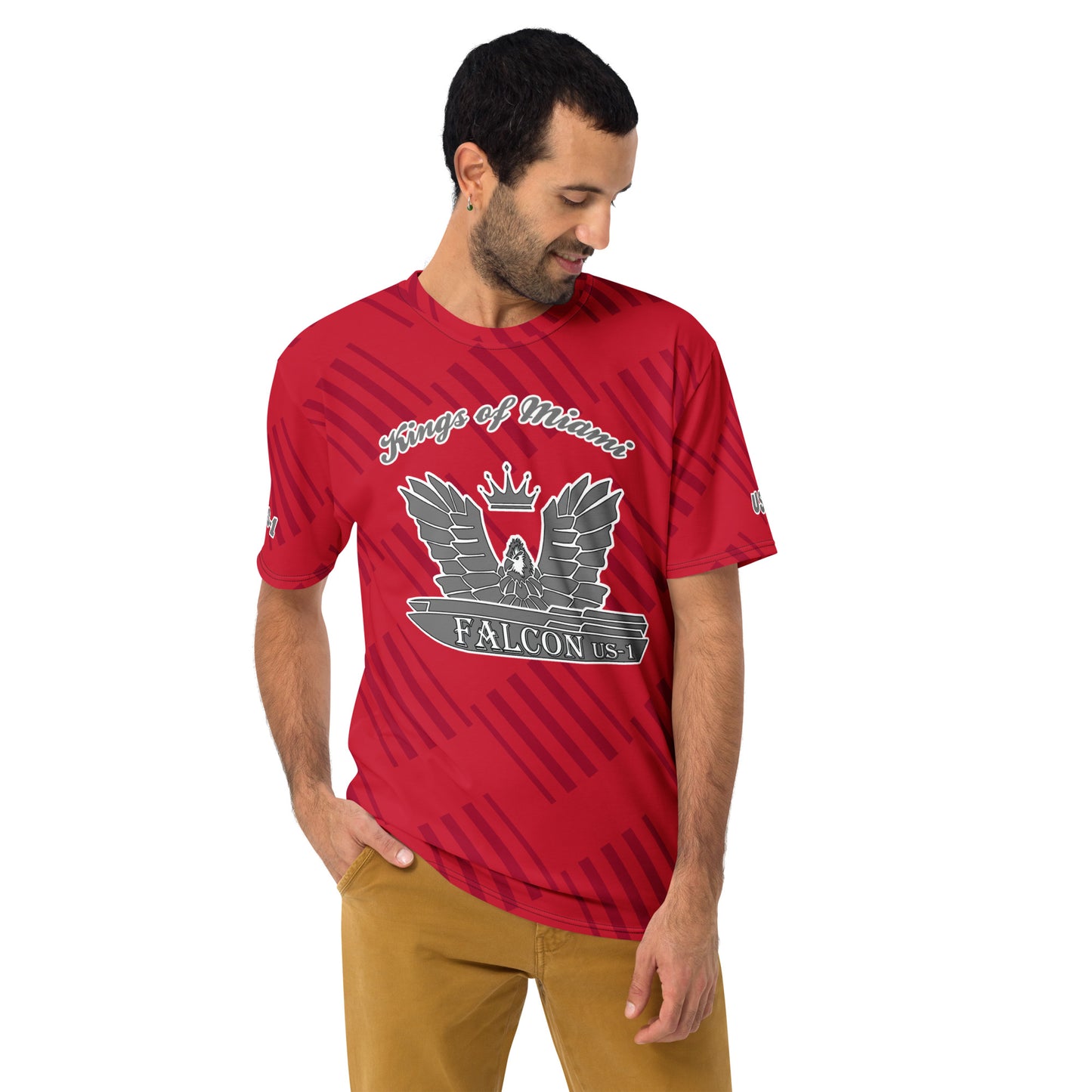 Men's t-shirt -Kings of Miami Grey Falcon Logo(Premium knit mid-weight jersey, runs Long)