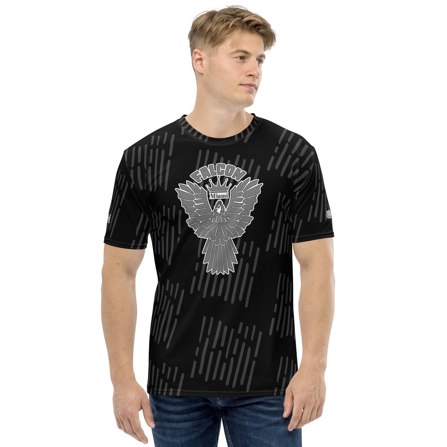 Men's t-shirt - Grey Falcon Logo (Premium knit mid-weight jersey, runs Long)