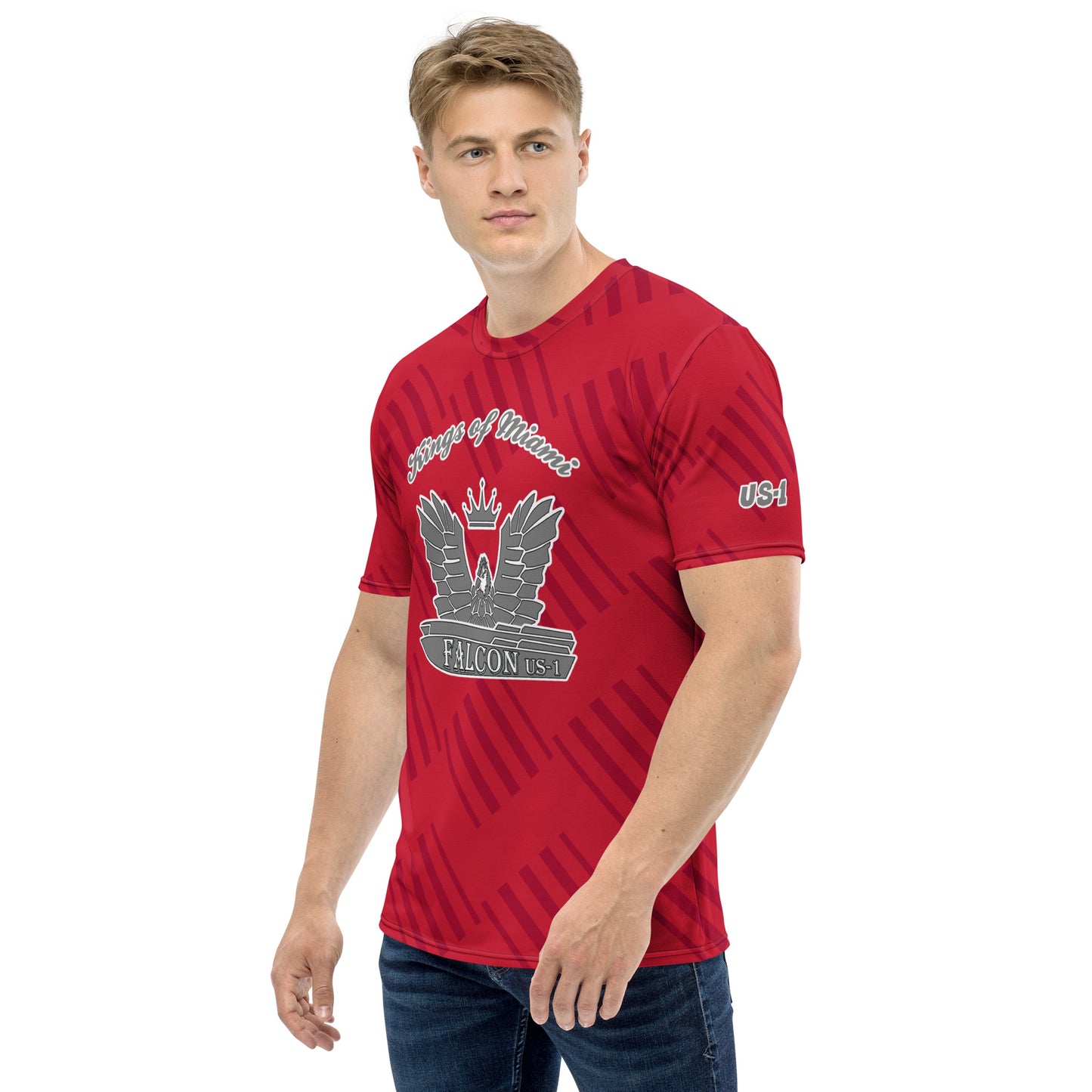 Men's t-shirt -Kings of Miami Grey Falcon Logo(Premium knit mid-weight jersey, runs Long)