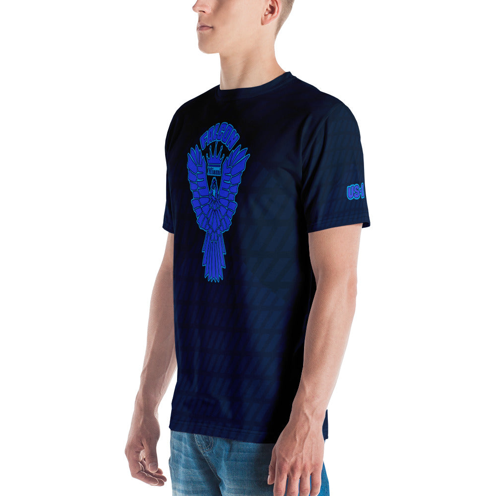 Men's t-shirt - Blue Falcon Logo (Premium knit mid-weight jersey, runs Long)