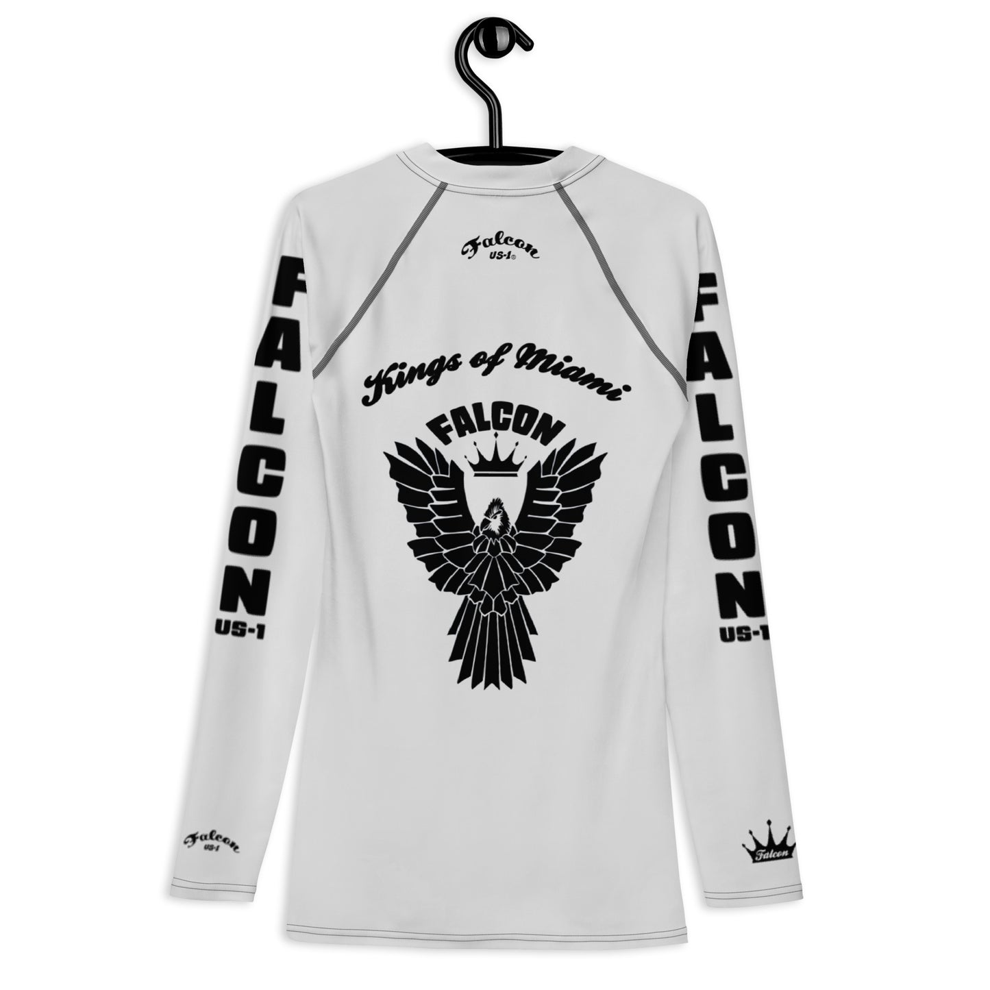 Men's Rash Guard- Black Falcon Logo- Kings of Miami Edition(Thick material\slim-fitted)