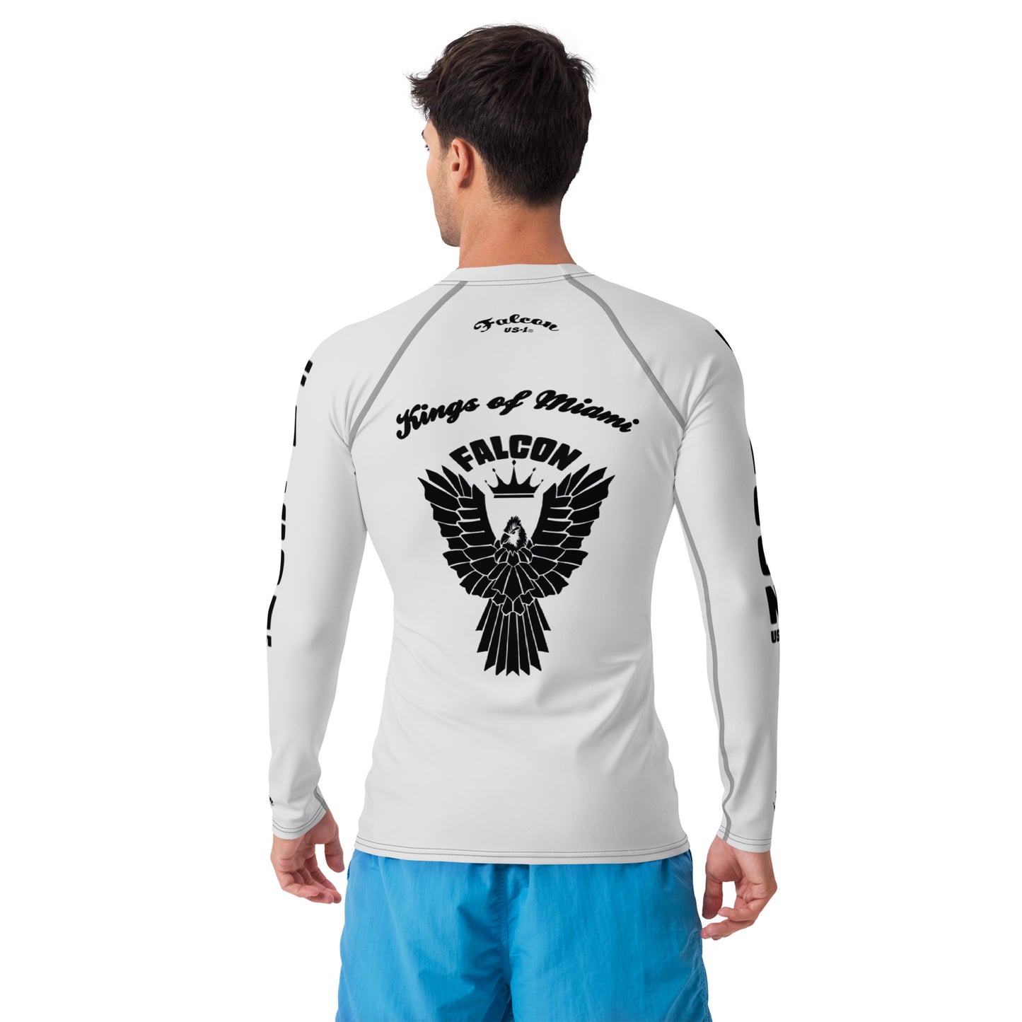 Men's Rash Guard- Black Falcon Logo- Kings of Miami Edition(Thick material\slim-fitted)