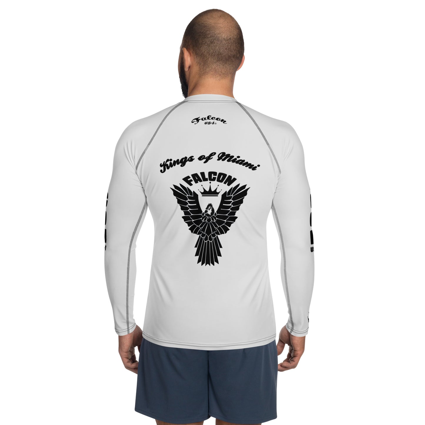 Men's Rash Guard- Black Falcon Logo- Kings of Miami Edition(Thick material\slim-fitted)