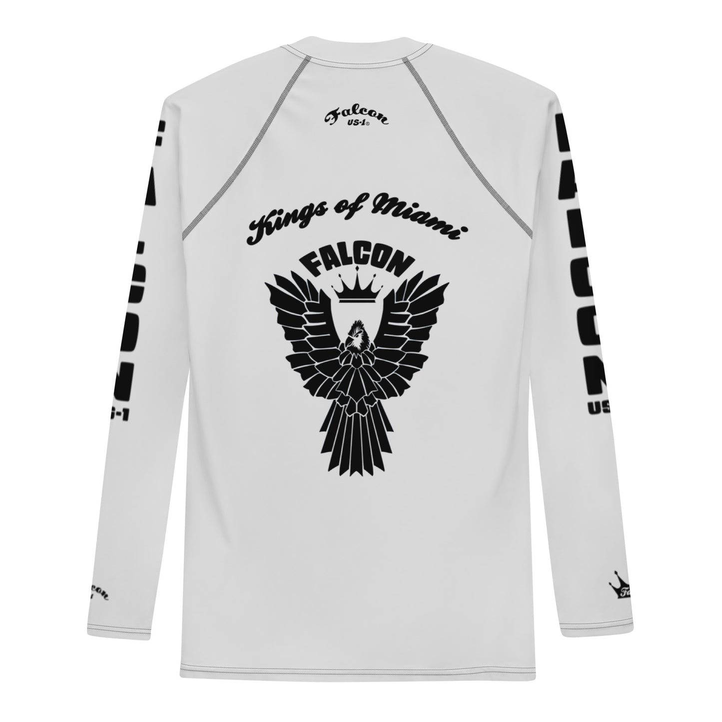Men's Rash Guard- Black Falcon Logo- Kings of Miami Edition(Thick material\slim-fitted)