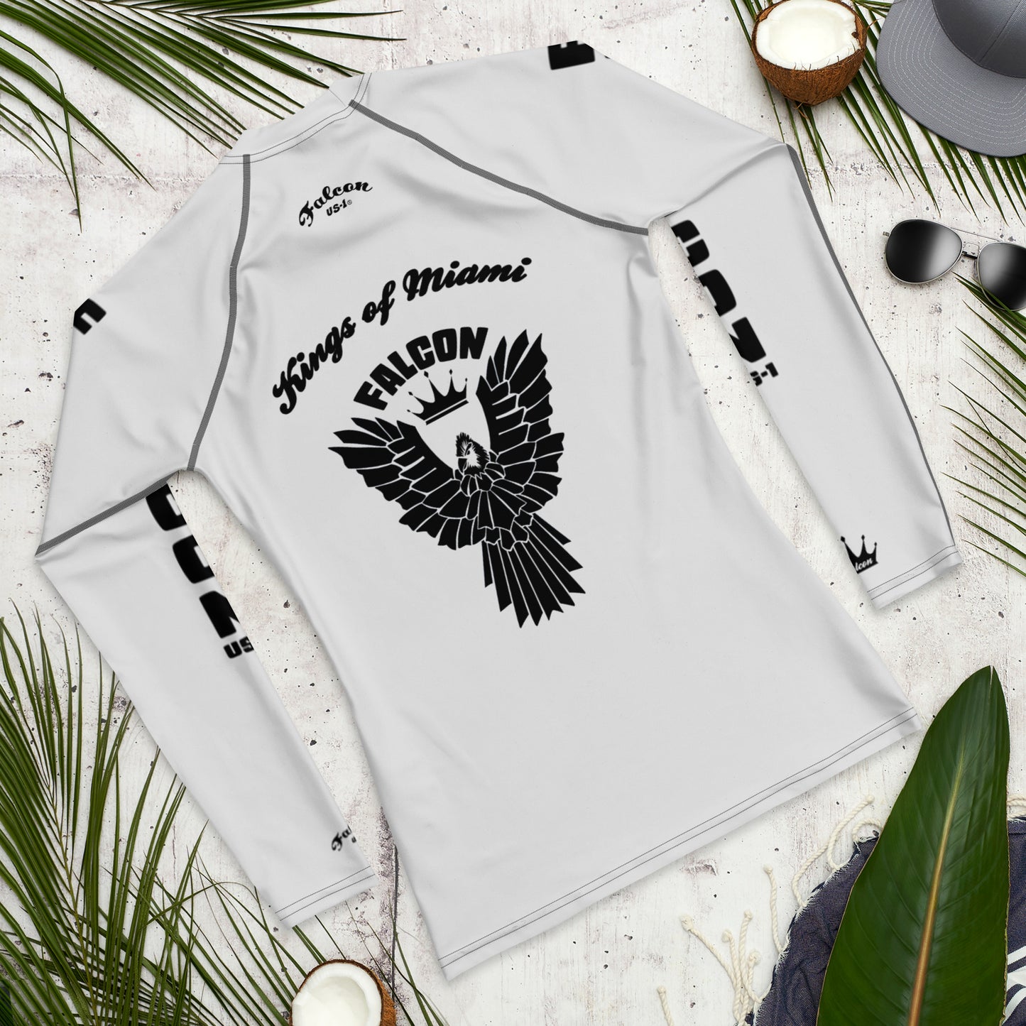 Men's Rash Guard- Black Falcon Logo- Kings of Miami Edition(Thick material\slim-fitted)