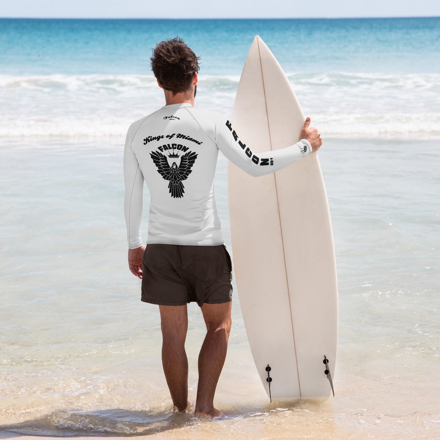 Men's Rash Guard- Black Falcon Logo- Kings of Miami Edition(Thick material\slim-fitted)