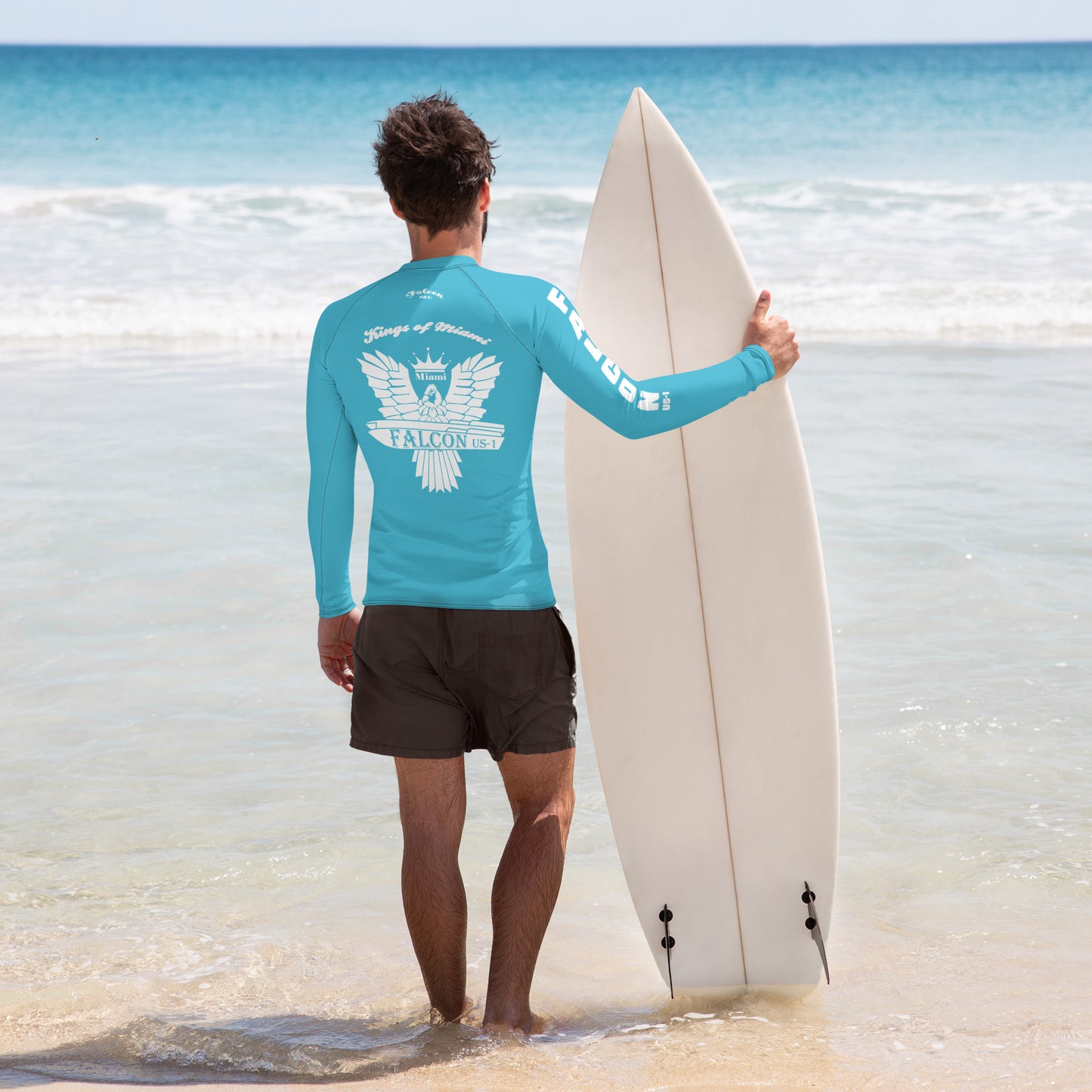 Men's Rash Guard- White Falcon- Kings of Miami Edition(Thick material\slim-fitted)