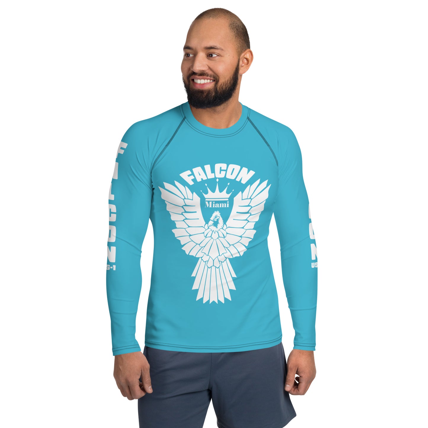 Men's Rash Guard - Falcon Bright Blue(Thick material\slim-fitted)