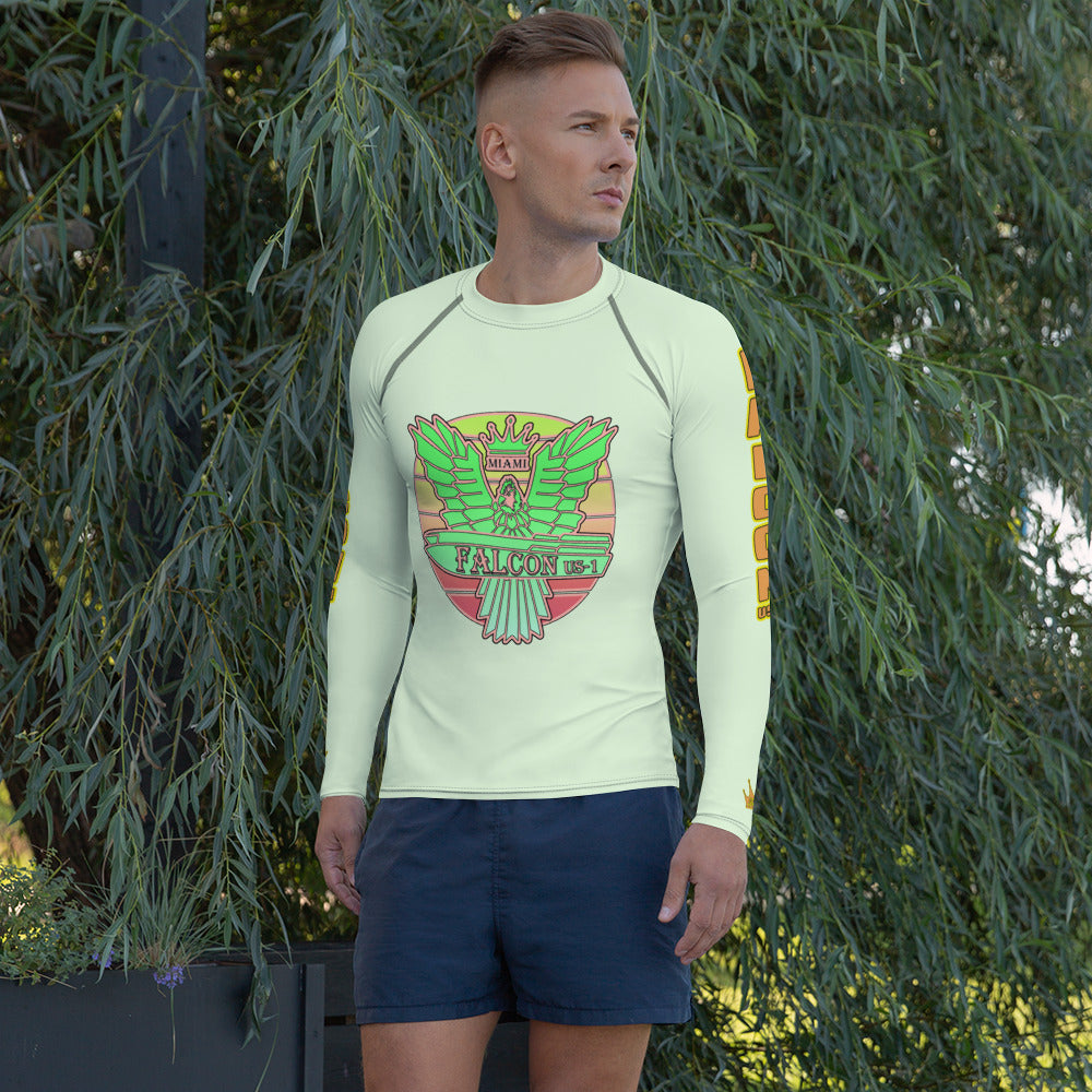 Men's Rash Guard - Falcon Key Lime Green Sunburst Logo (Thick material\slim-fitted)