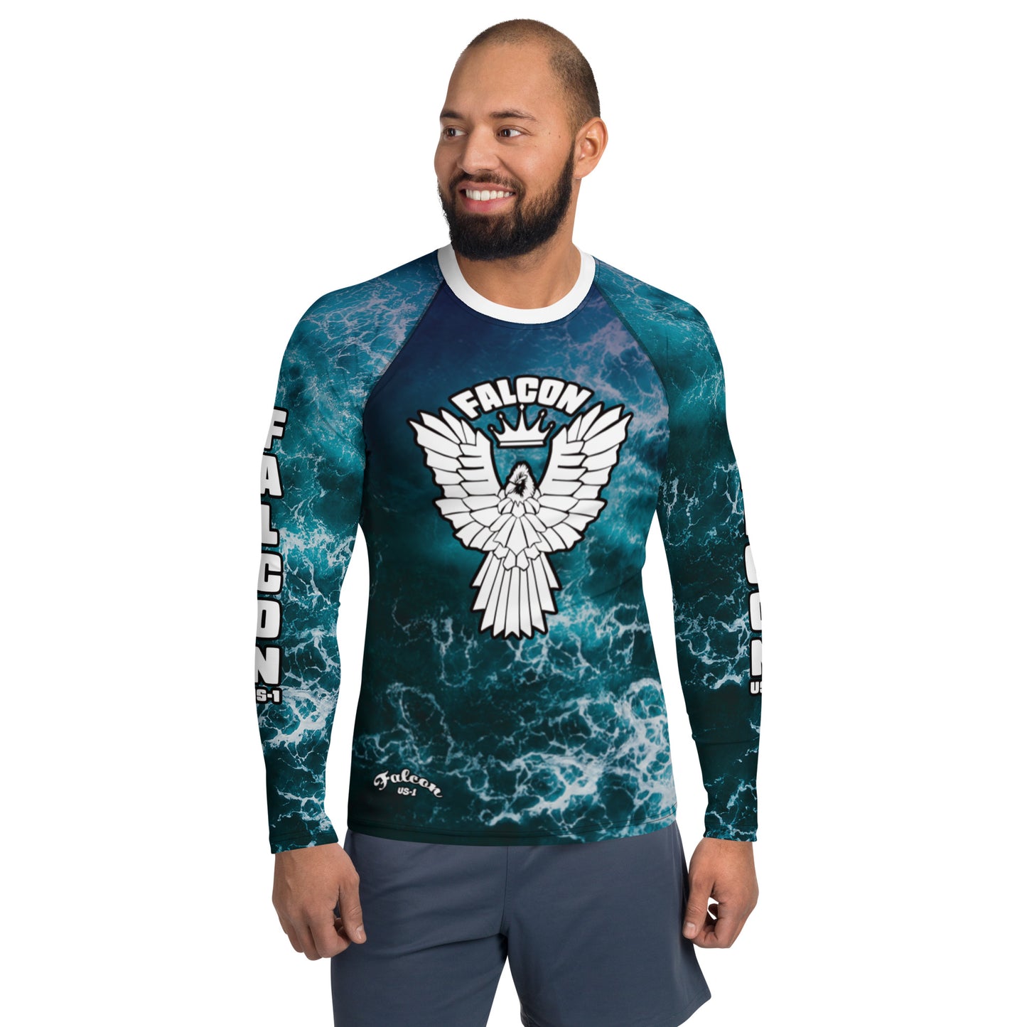 Men's Rash Guard - Deep Blue(Thick material\slim-fitted)