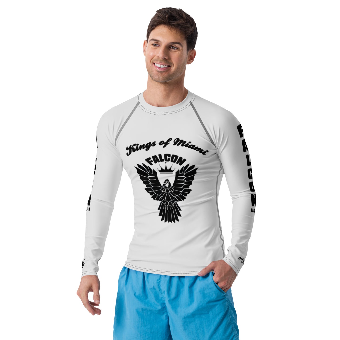 Men's Rash Guard- Black Falcon Logo- Kings of Miami Edition(Thick material\slim-fitted)