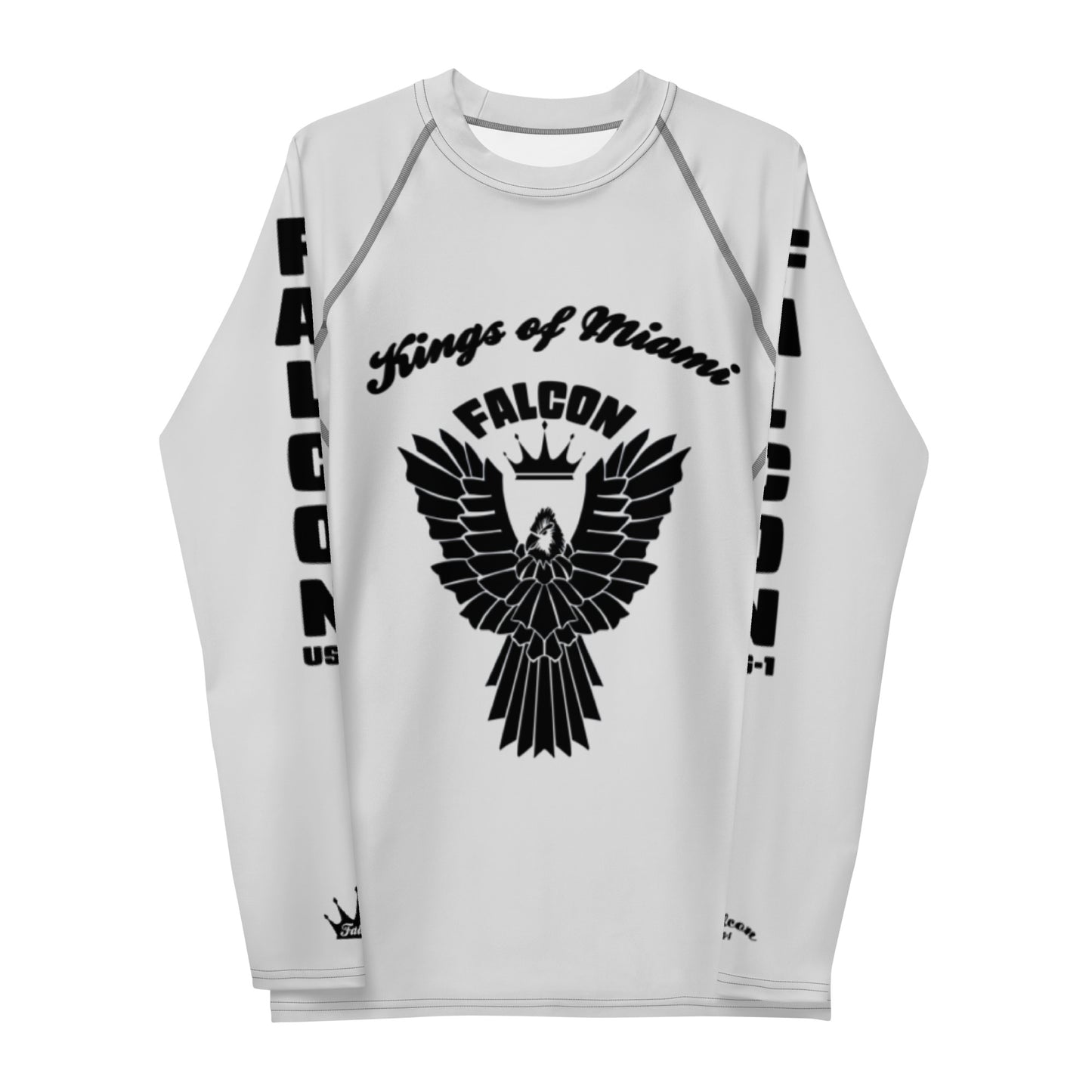Men's Rash Guard- Black Falcon Logo- Kings of Miami Edition(Thick material\slim-fitted)