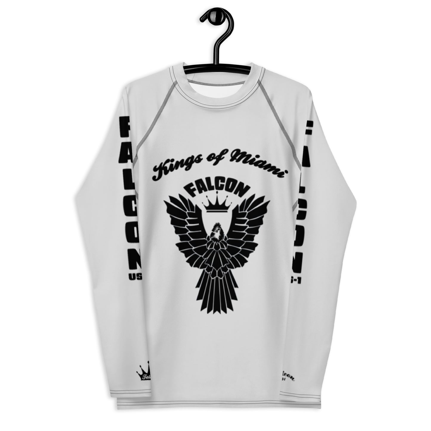 Men's Rash Guard- Black Falcon Logo- Kings of Miami Edition(Thick material\slim-fitted)