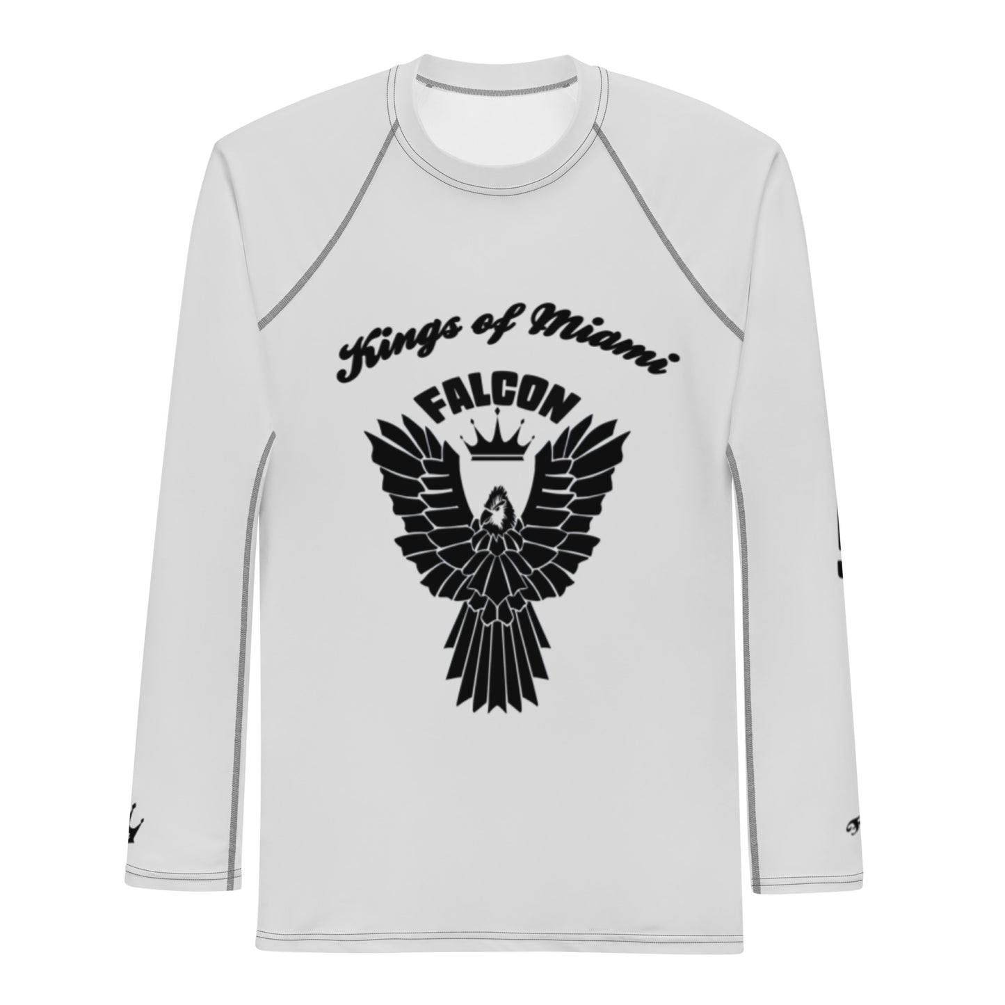Men's Rash Guard- Black Falcon Logo- Kings of Miami Edition(Thick material\slim-fitted)