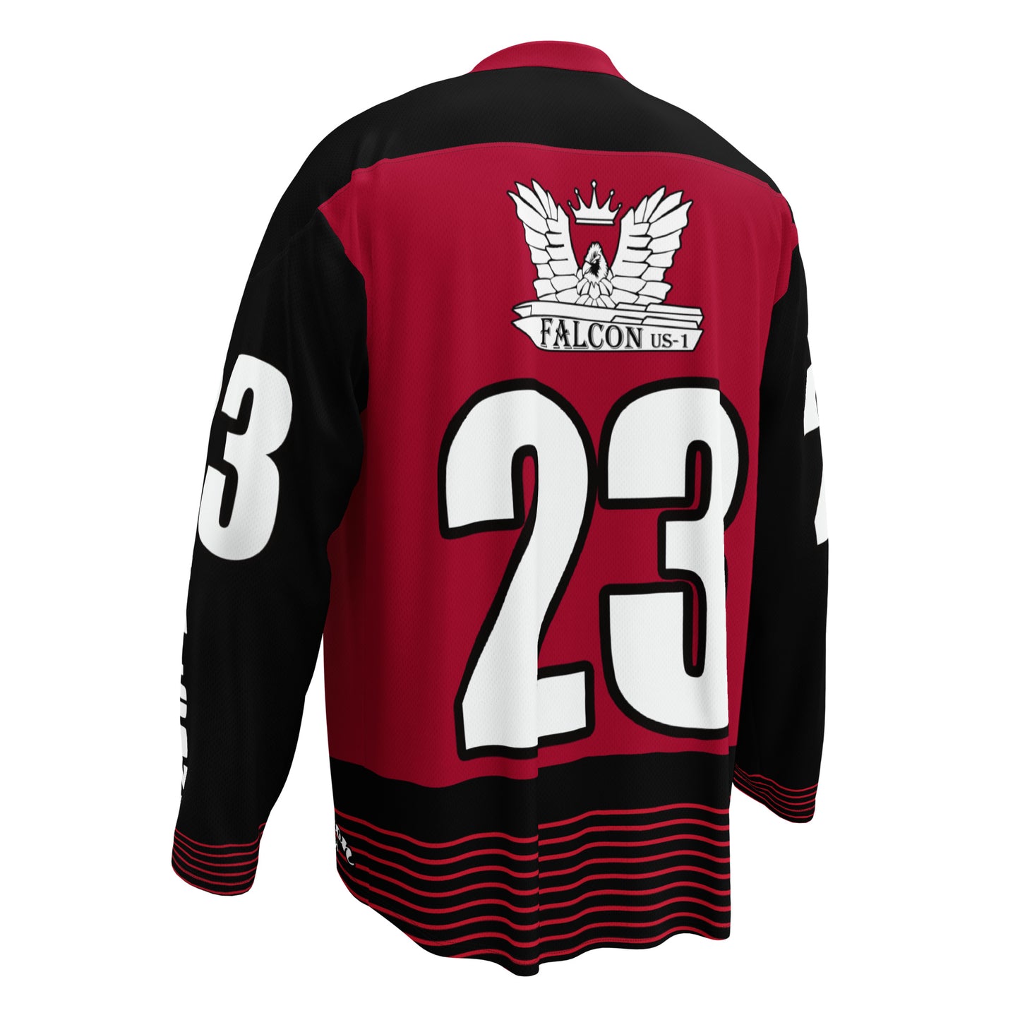 Recycled hockey fan jersey - White Falcon Logo on Red \Black