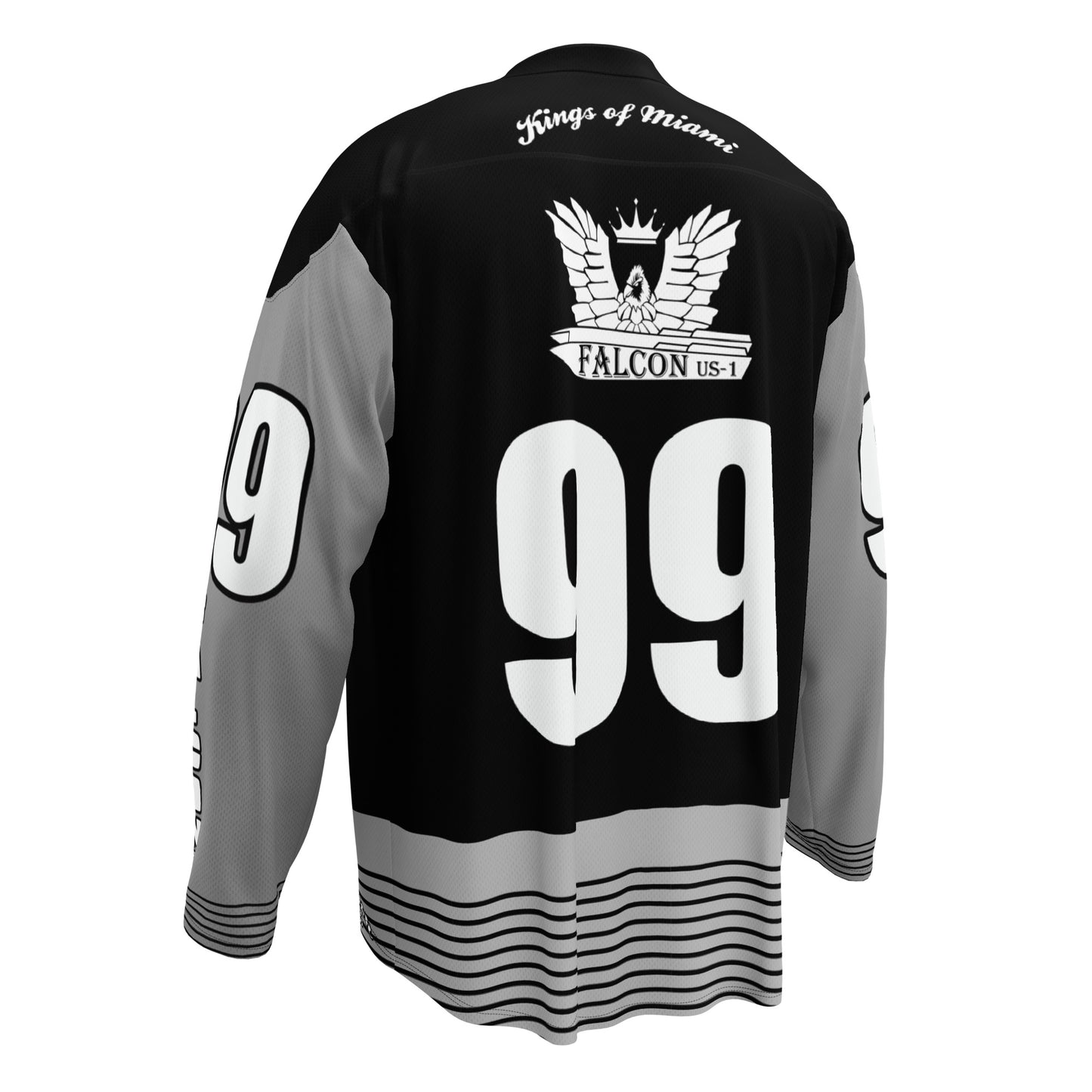 Recycled hockey fan jersey - White Falcon Logo- Kings of Miami on back
