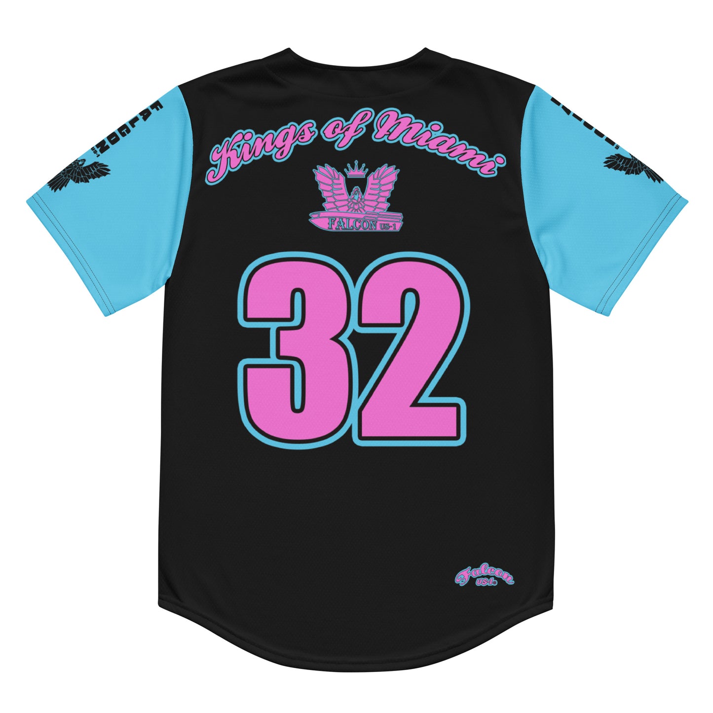 Recycled baseball jersey- Pink\Black Falcon Logo- Kings of Miami