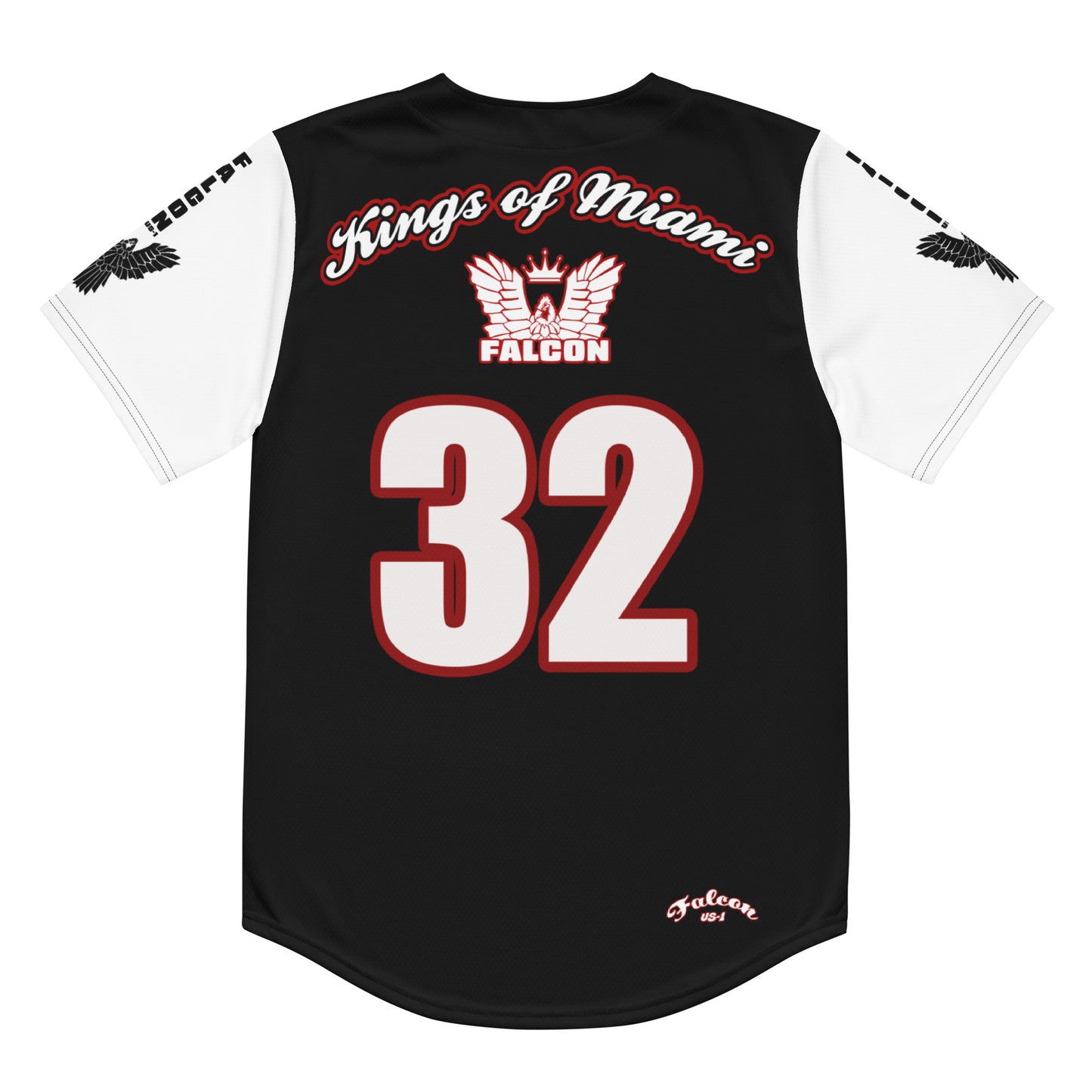 Recycled baseball jersey- White\Red Falcon US-1 Logo- Kings of Miami on Back
