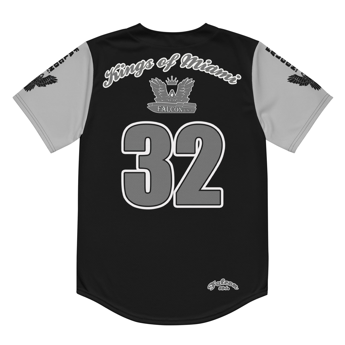 Recycled baseball jersey- Gray\White Falcon US-1 Logo- Kings of Miami on Back