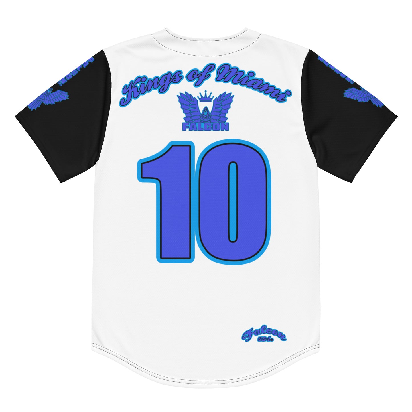 Recycled baseball jersey- Blue\Teal Falcon US-1 Logo- Kings of Miami on Back